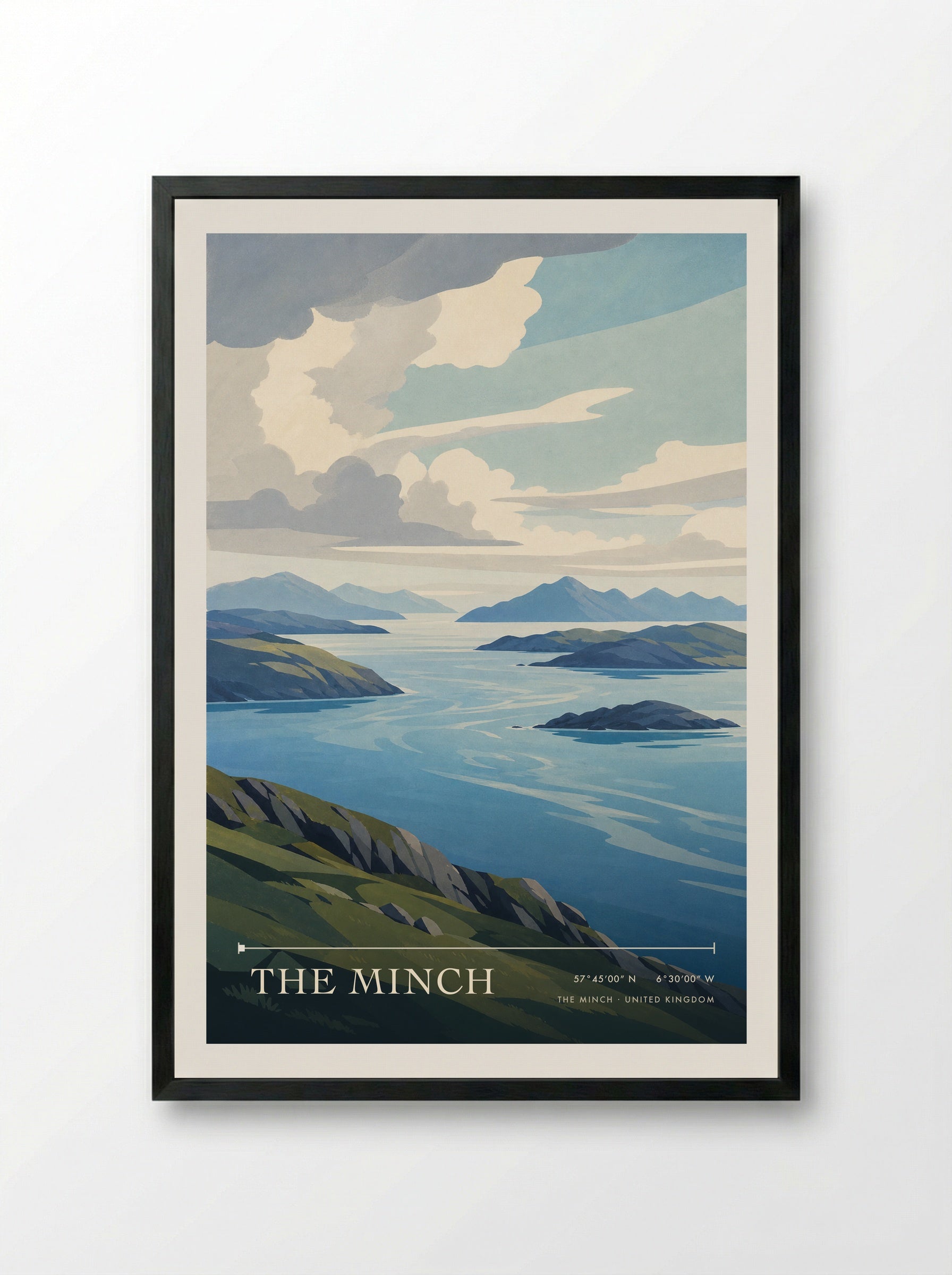 The Minch United Kingdom Travel Poster - Framed Print Black