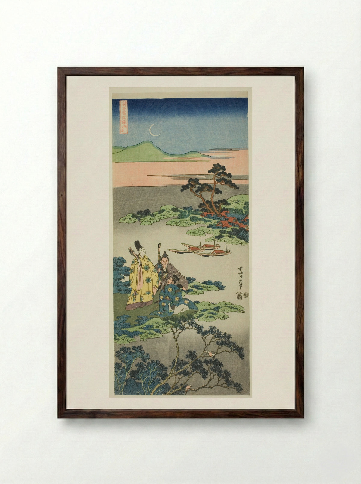 The Minister Toru (Toru no Otodo) - Katsushika Hokusai - Framed Print Dark Wood