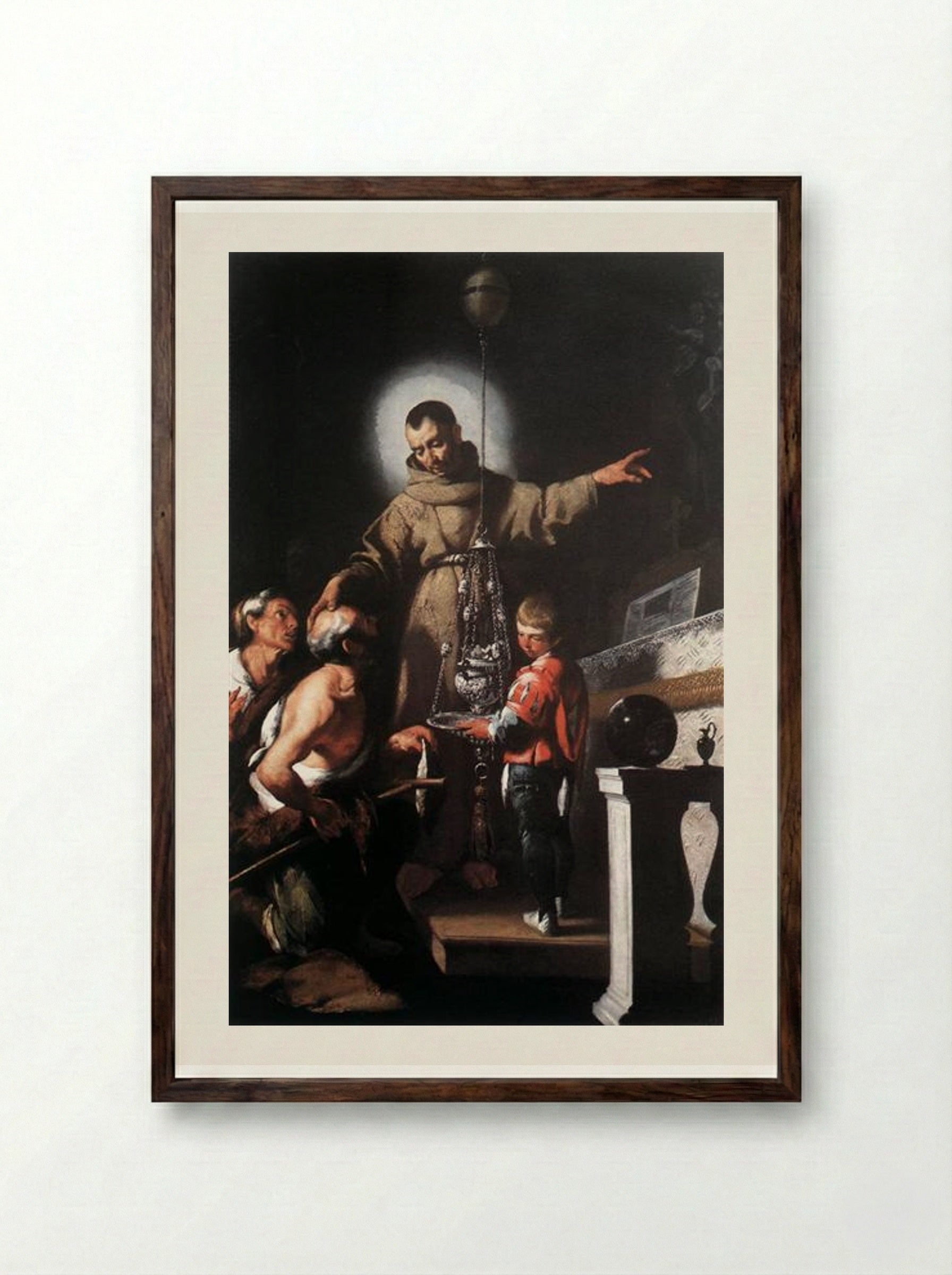 The Miracle of St. Diego of Alcantara - Bernardo Strozzi - Framed Print Dark Wood