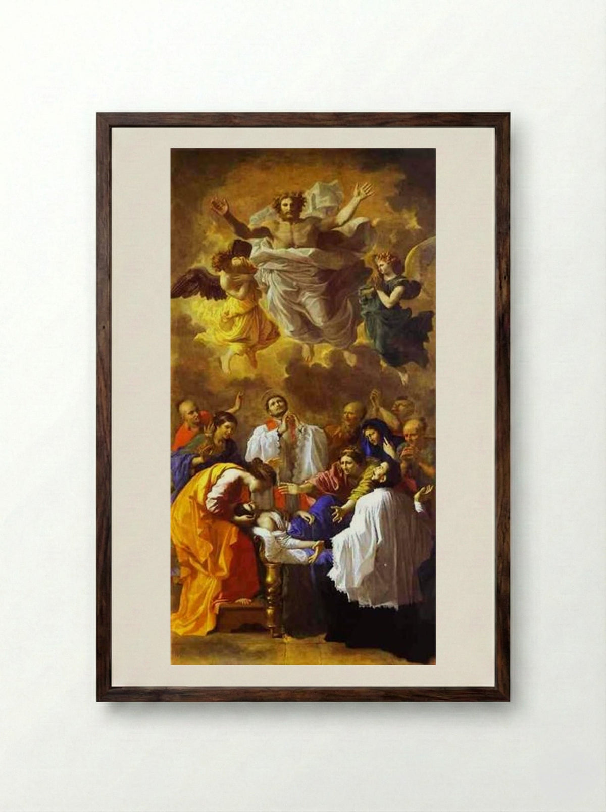 The Miracle of St. Francis Xavier - Nicolas Poussin - Framed Print Dark Wood
