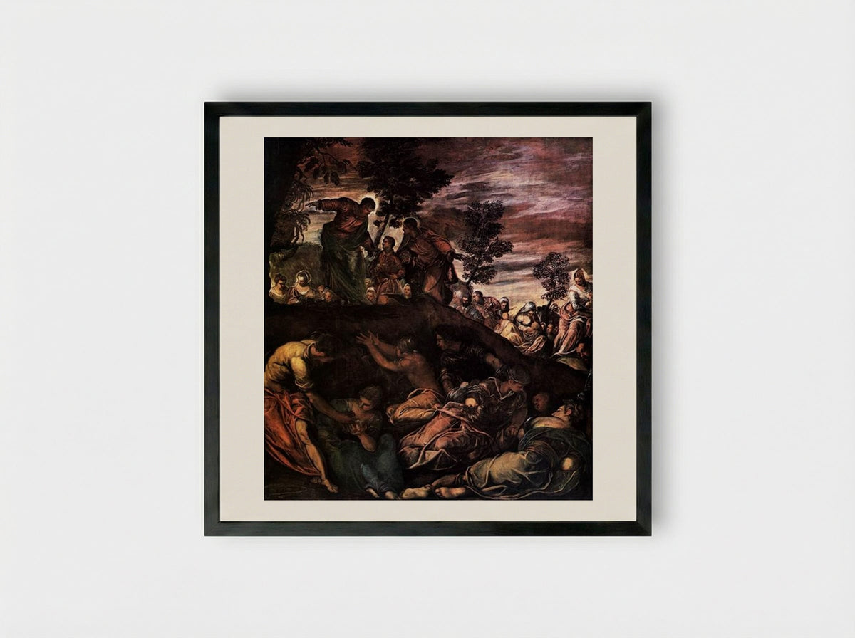 The Miracle of the Loaves and Fishes - Tintoretto - Framed Print Black