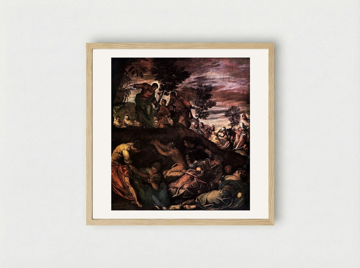 The Miracle of the Loaves and Fishes - Tintoretto - Framed Print Wood
