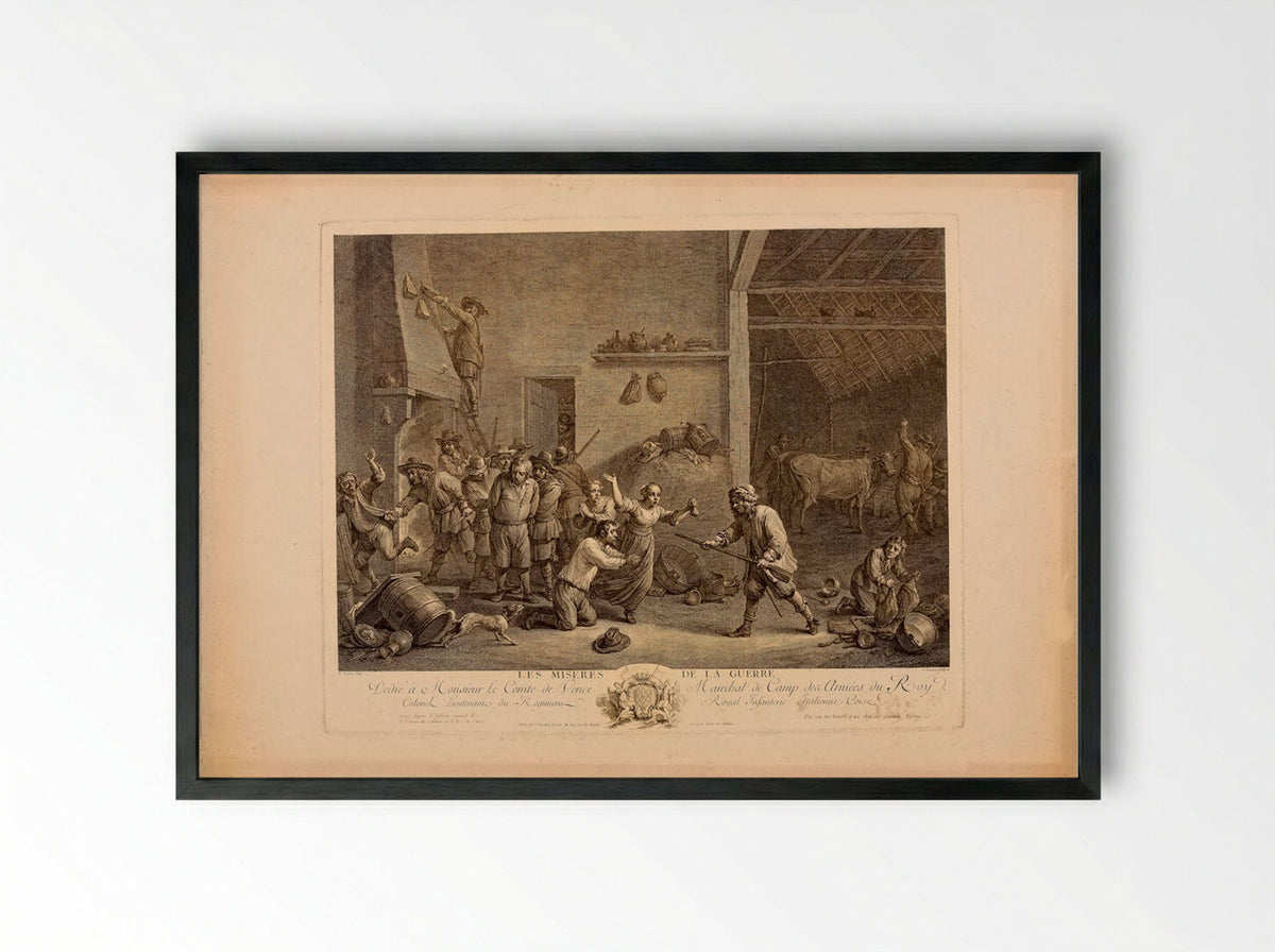 The Miseries of War - Jacques Nicolas Tardieu - Framed Print Black