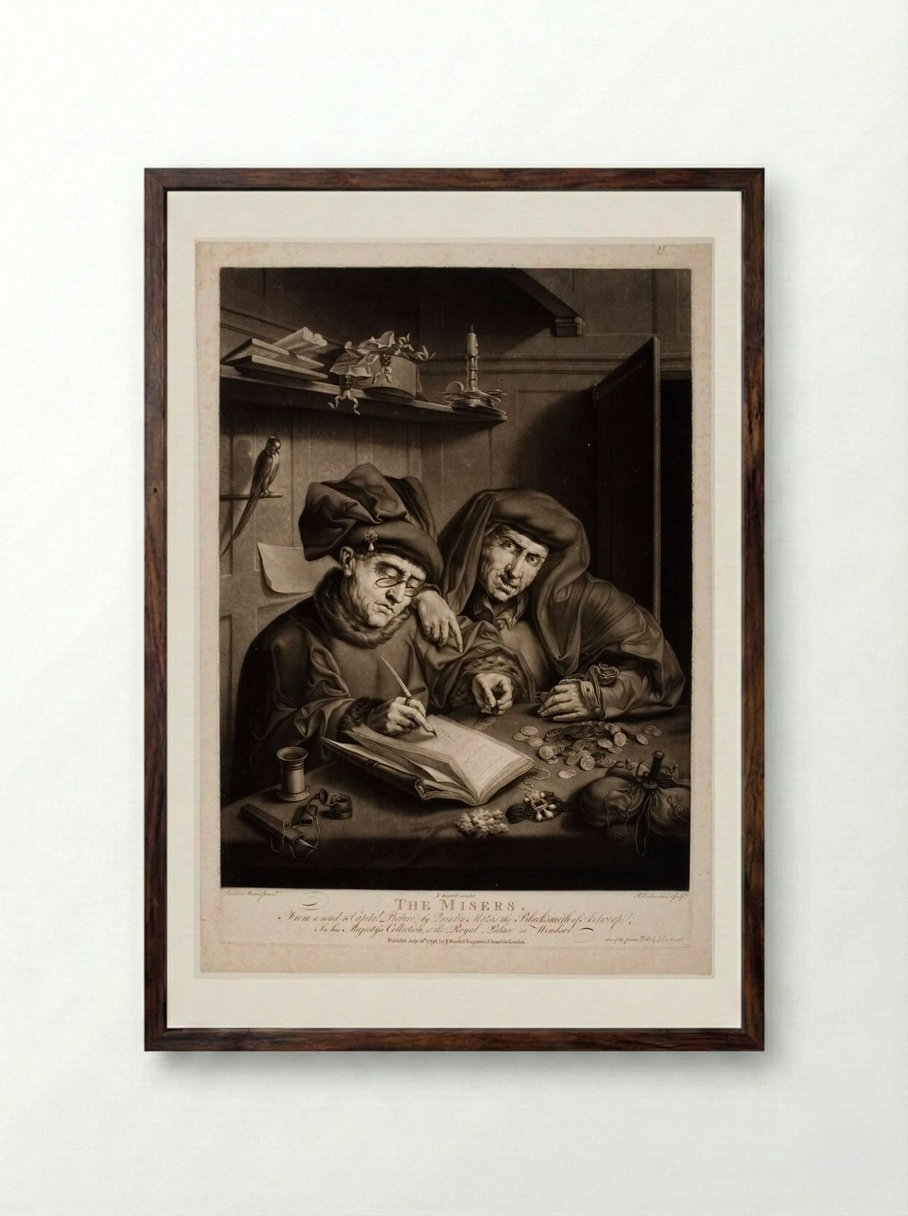 The Misers - Richard Earlom - Framed Print Dark Wood