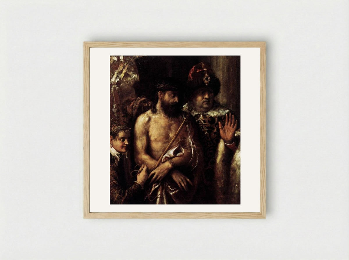 The Mocking of Christ - Titian - Framed Print Wood
