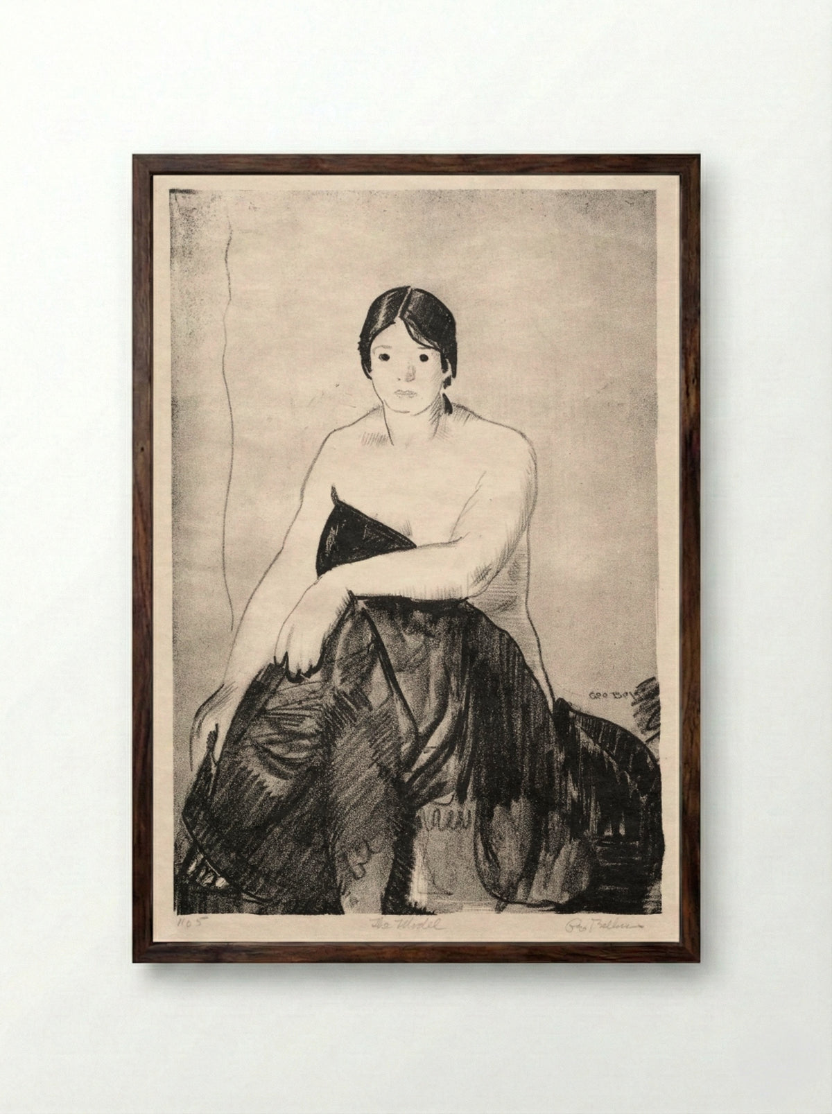 The Model - George Bellows - Framed Print Dark Wood