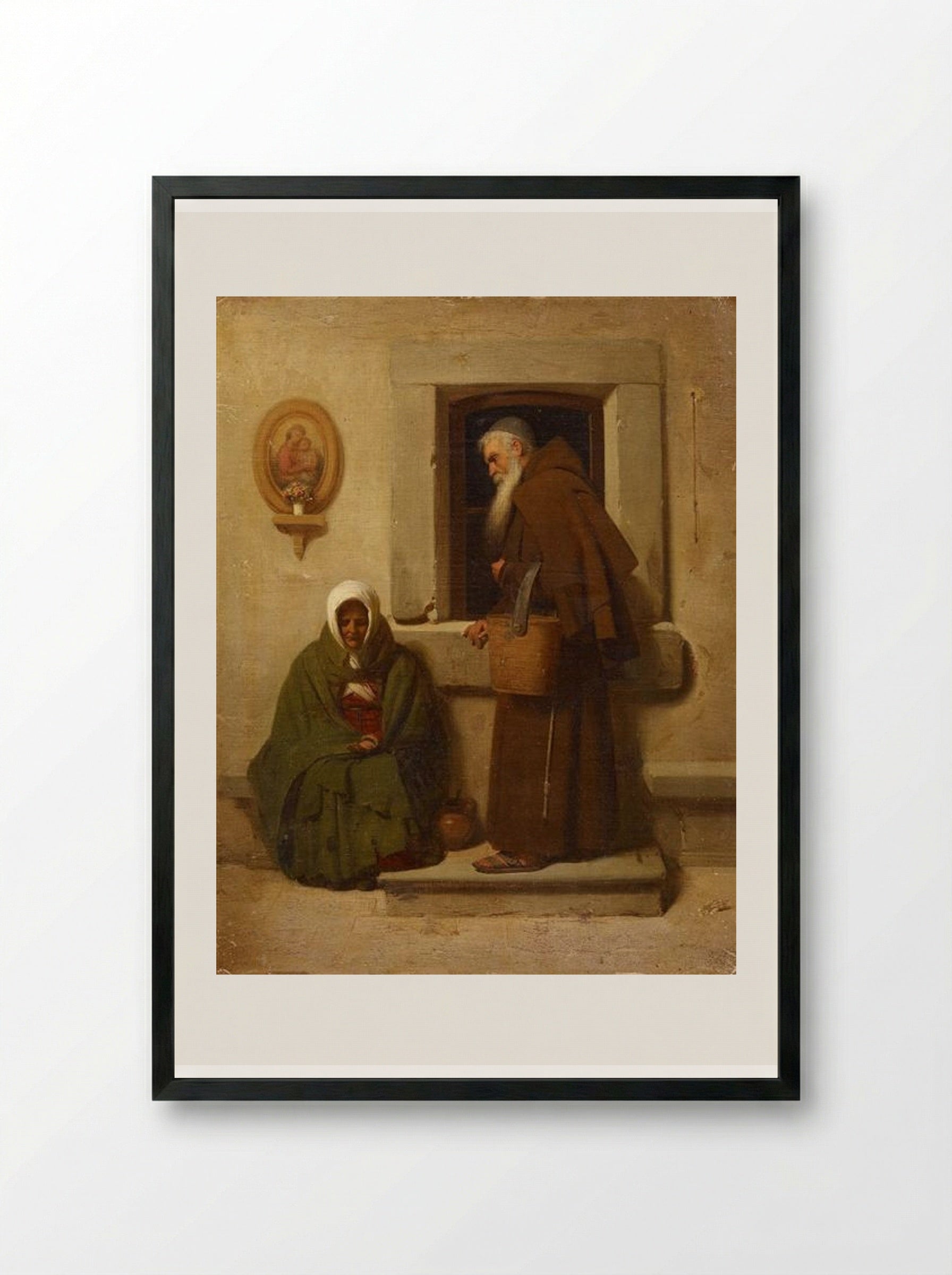 The Monk and the Beggar - Fyodor Bronnikov - Framed Print Black
