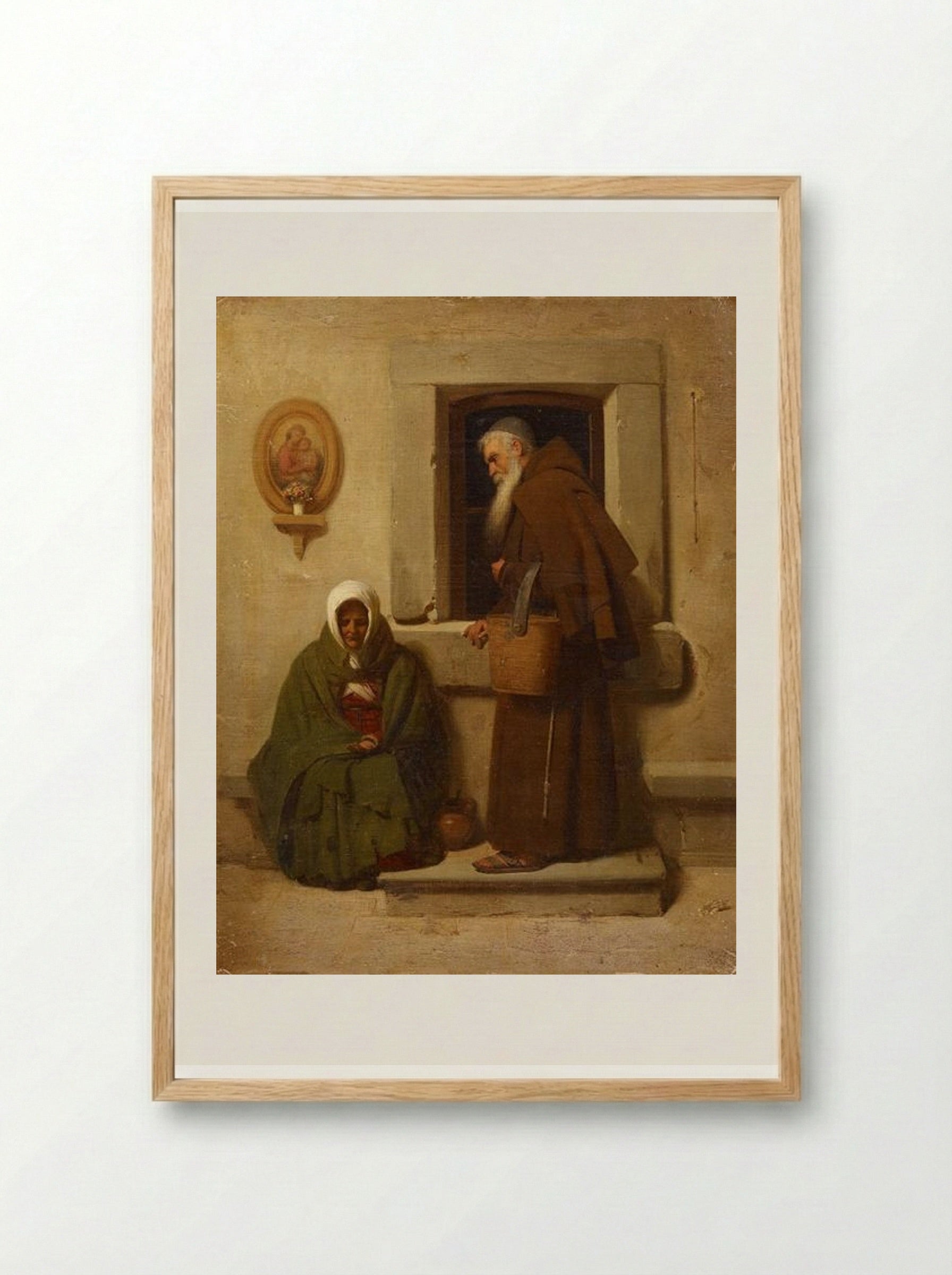 The Monk and the Beggar - Fyodor Bronnikov - Framed Print Wood
