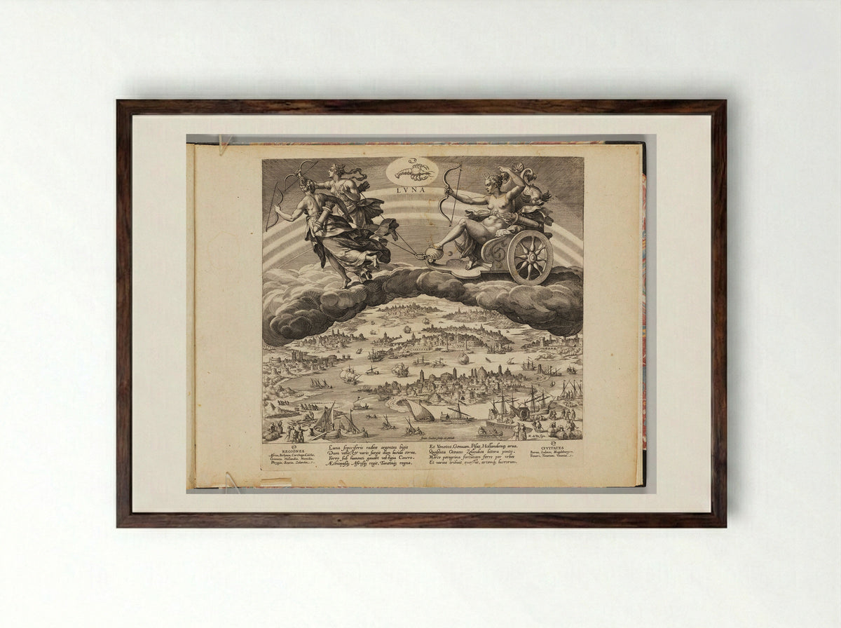 The Moon (Luna) - Johann Sadeler I - Framed Print Dark Wood