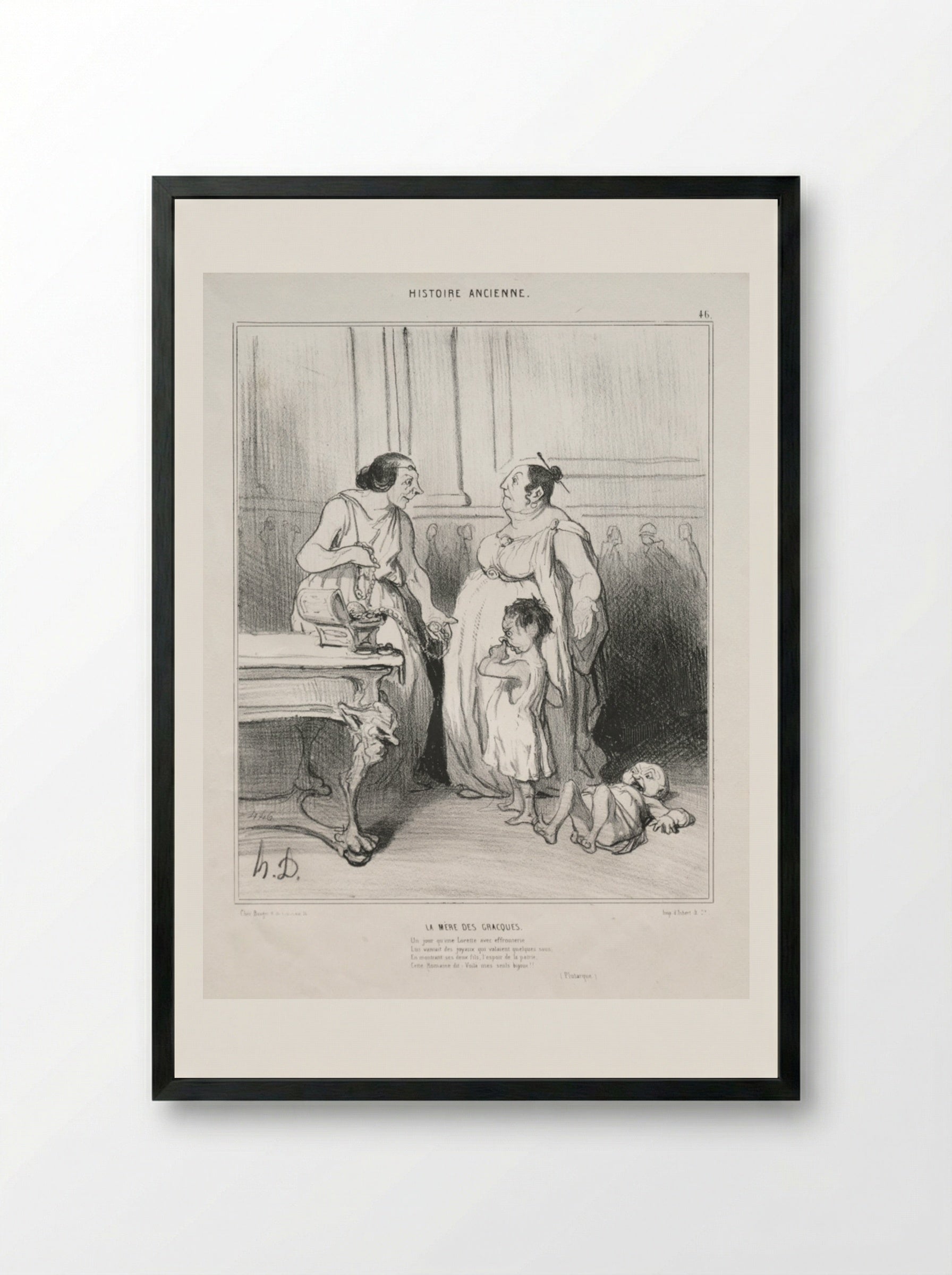 The Mother of the Gracchi - Honoré Daumier - Framed Print Black