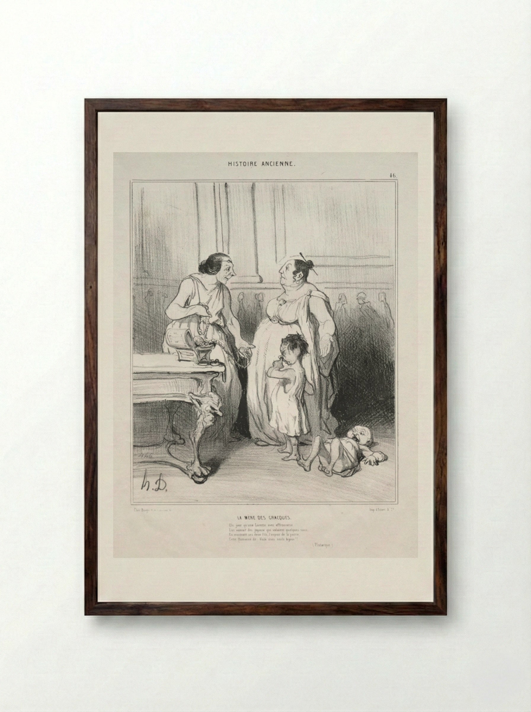 The Mother of the Gracchi - Honoré Daumier - Framed Print Dark Wood