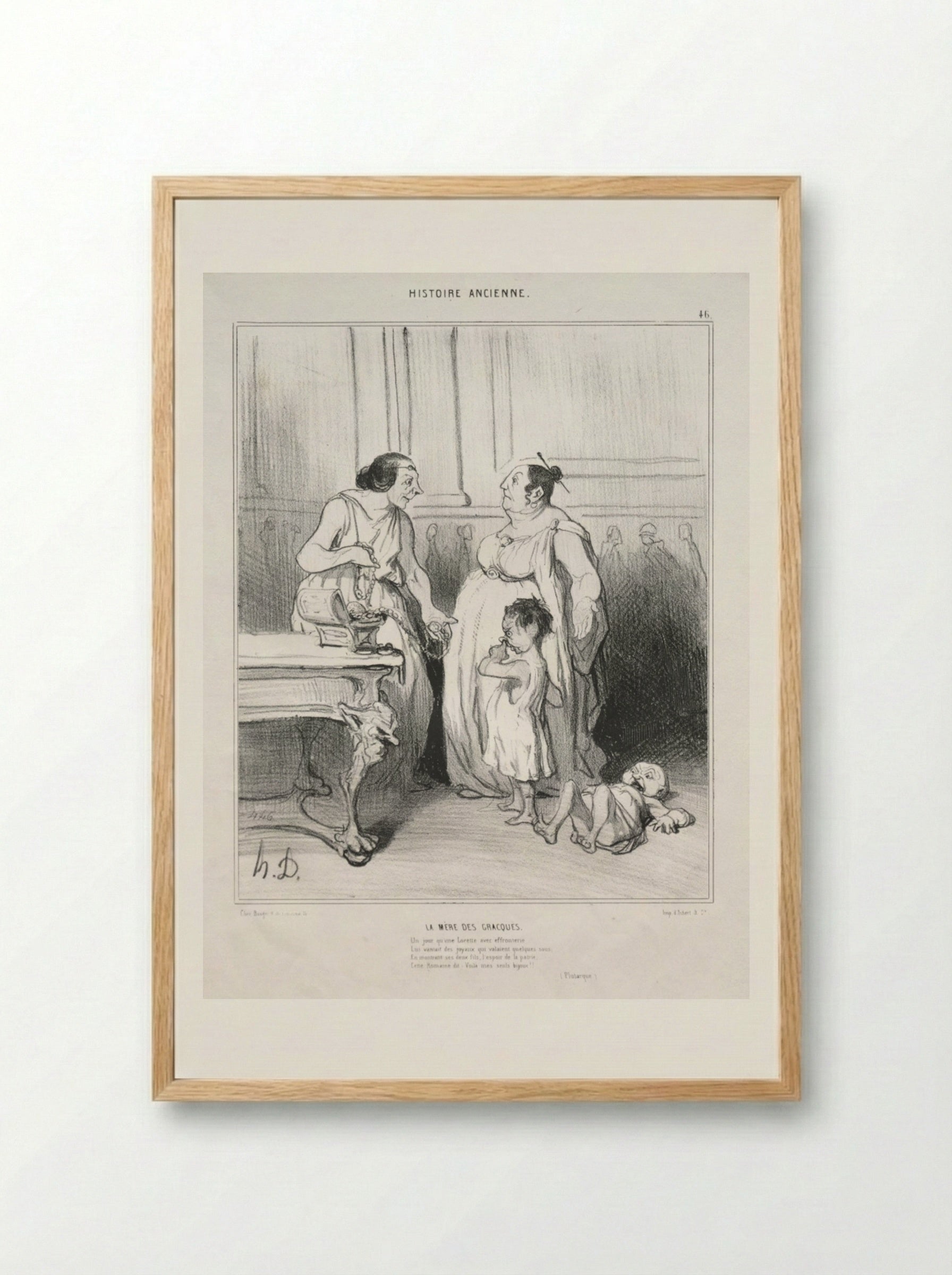 The Mother of the Gracchi - Honoré Daumier - Framed Print Wood