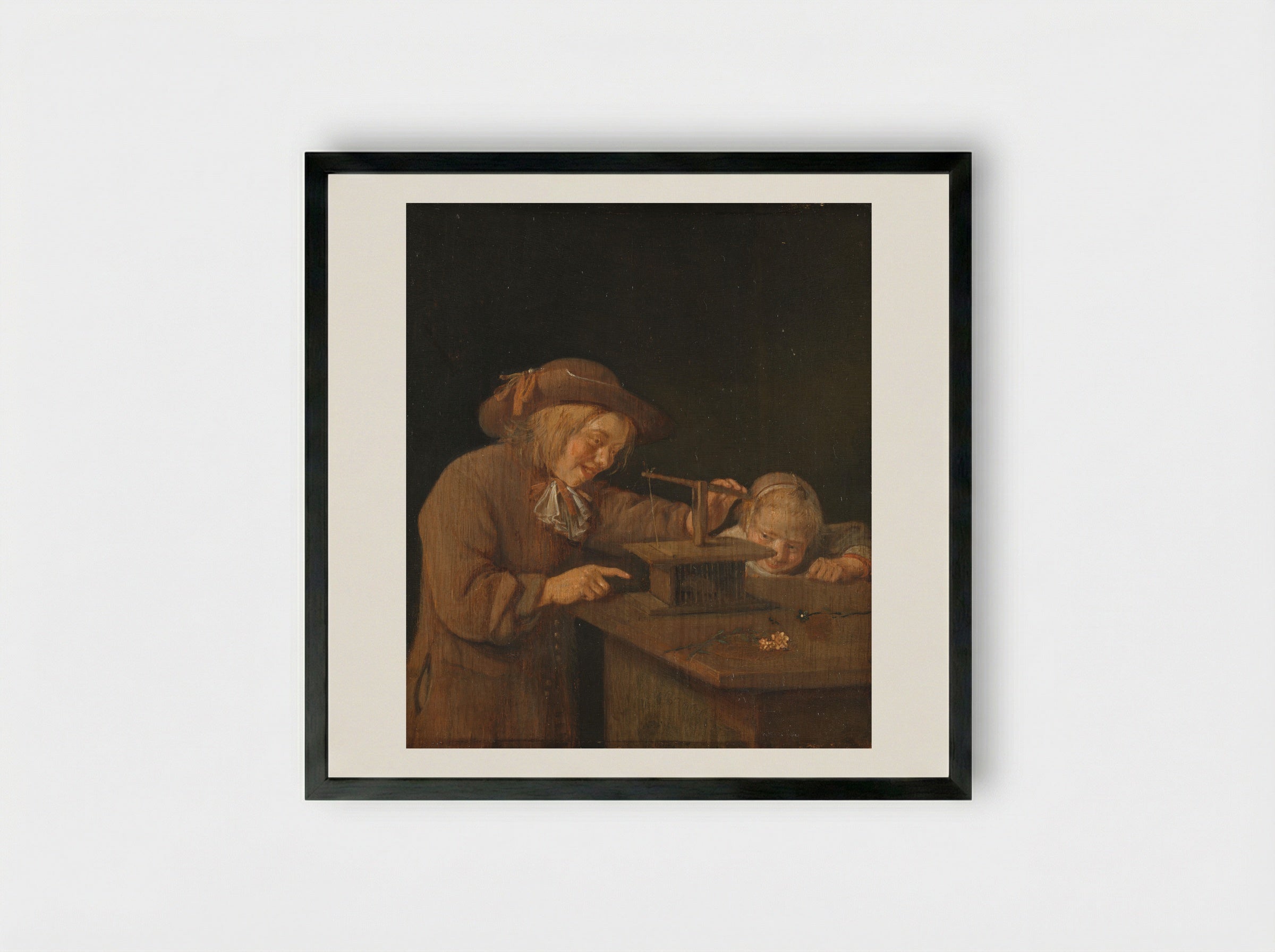 The Mousetrap - Quiringh Gerritsz. van Brekelenkam - Framed Print Black
