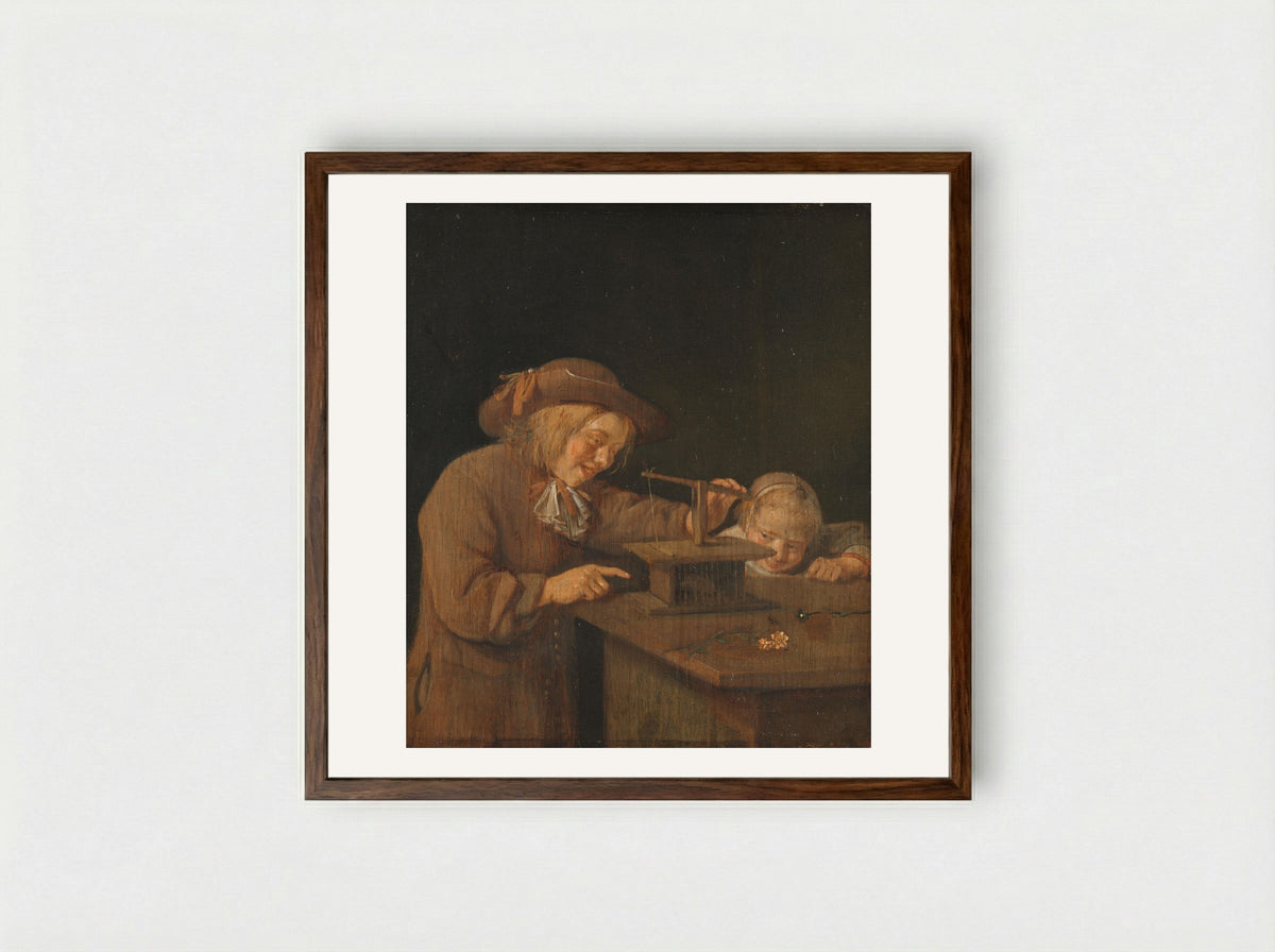 The Mousetrap - Quiringh Gerritsz. van Brekelenkam - Framed Print Dark Wood