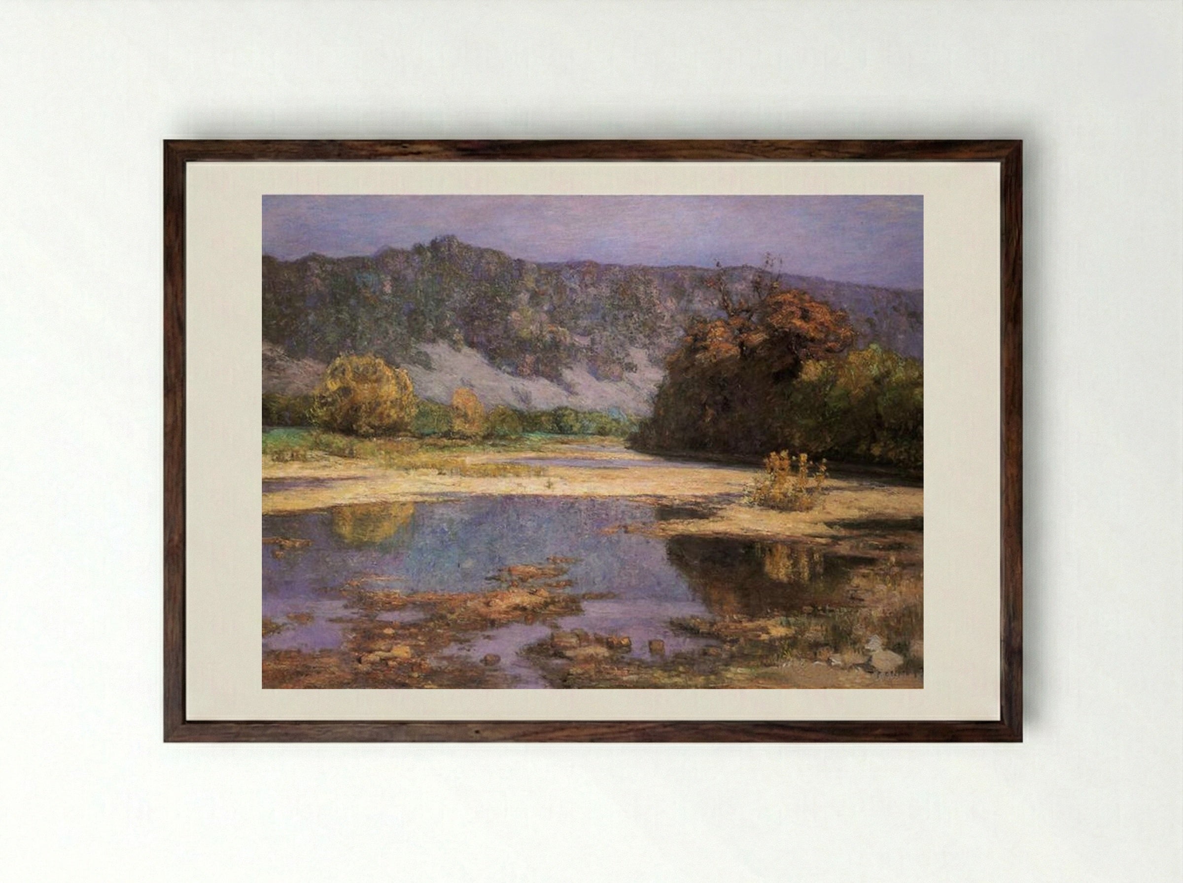 The Muscatatuck - T. C. Steele - Framed Print Dark Wood