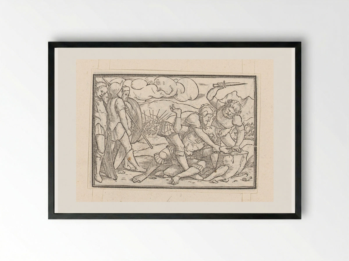 The Mutilation of Adonibezek - Veit Rudolf Specklin - Framed Print Black