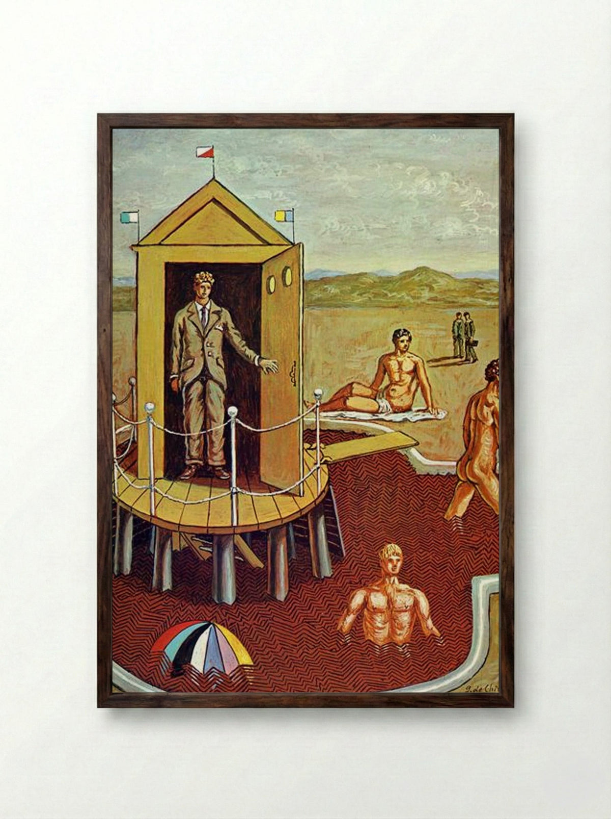 The Mysterious Bath - Giorgio de Chirico - Framed Print Dark Wood