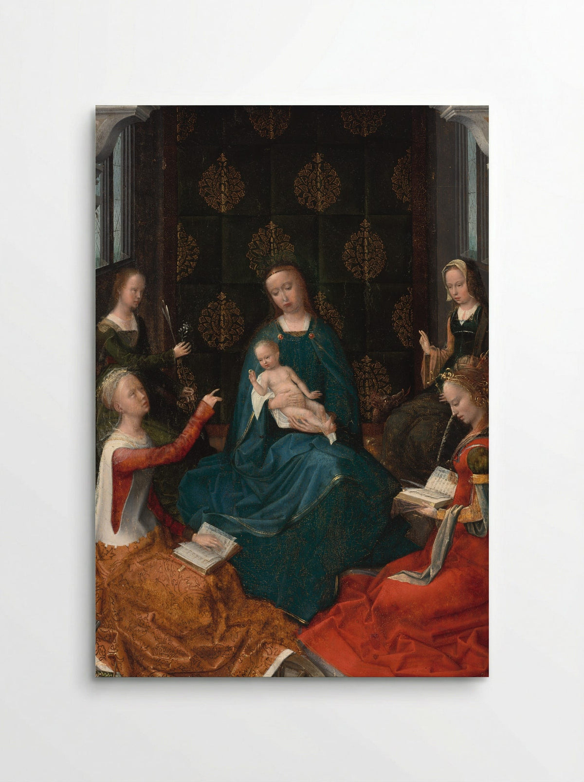 The Mystic Marriage of Saint Catherine of Alexandria with Three Female Saints - Adriaen Isenbrant - Poster