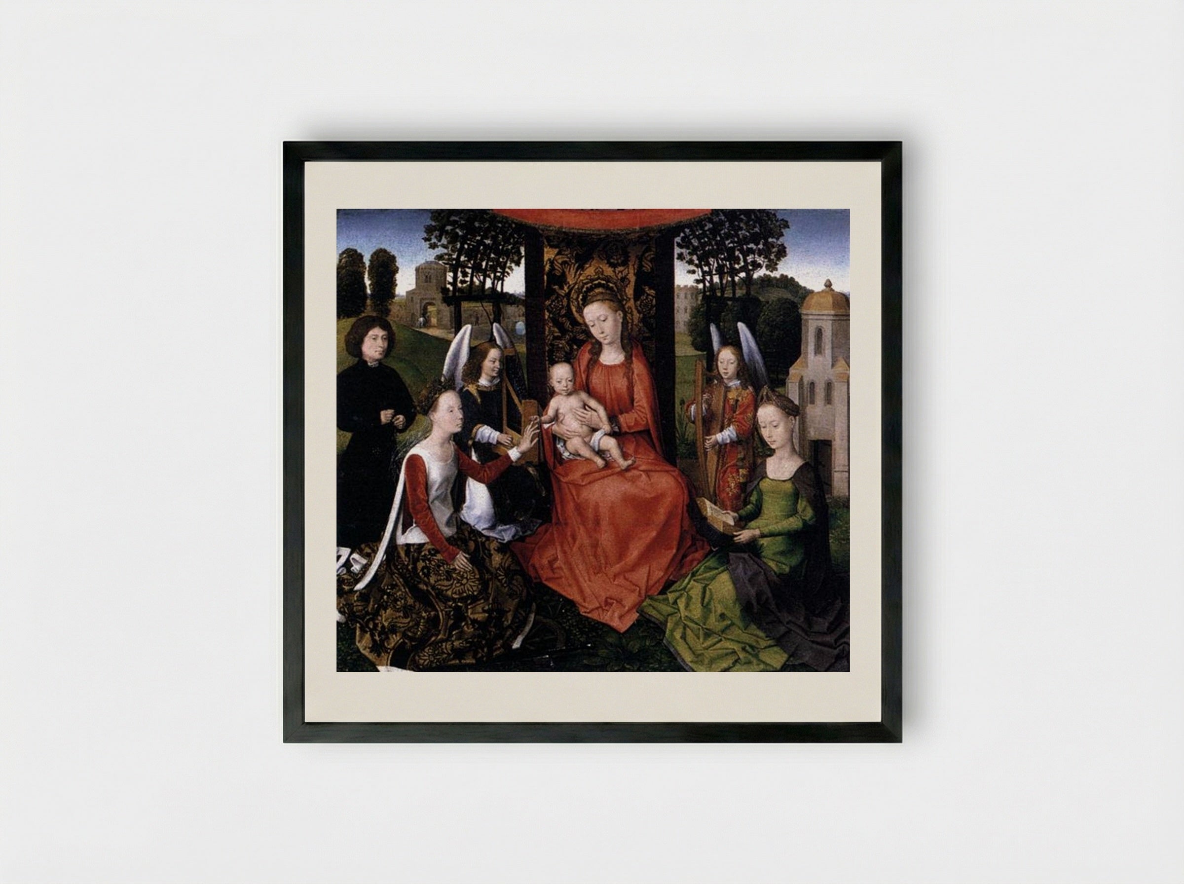 The Mystic Marriage of Saint Catherine - Hans Memling - Framed Print Black