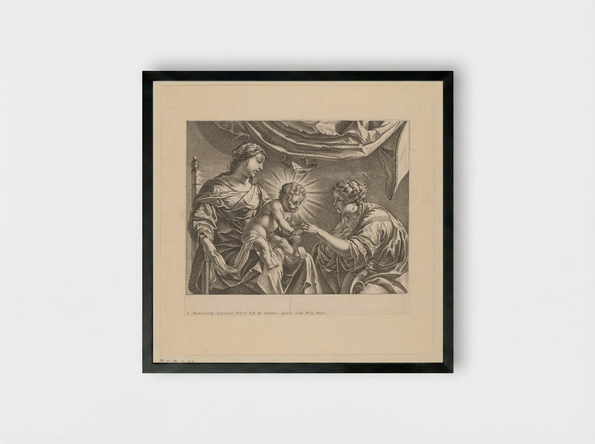 The Mystic Marriage of Saint Catherine - Antoine Garnier - Framed Print Black