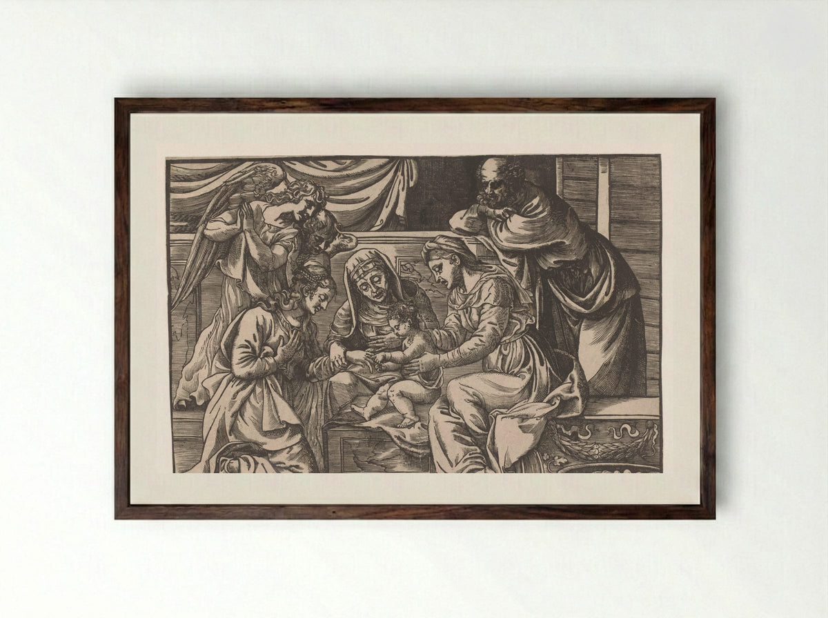 The Mystic Marriage of Saint Catherine - Titian - Framed Print Dark Wood