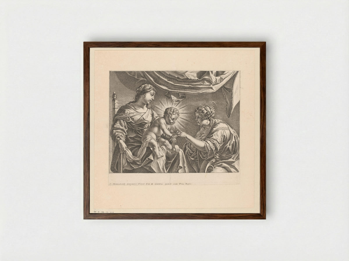 The Mystic Marriage of Saint Catherine - Antoine Garnier - Framed Print Dark Wood
