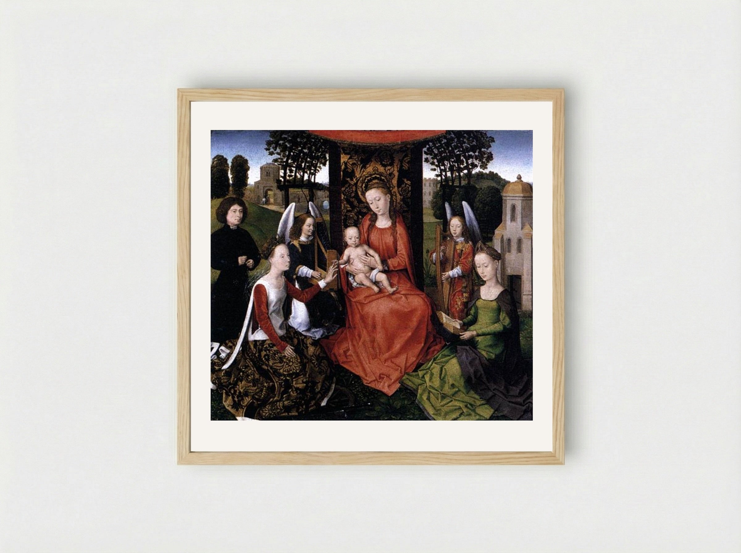 The Mystic Marriage of Saint Catherine - Hans Memling - Framed Print Wood
