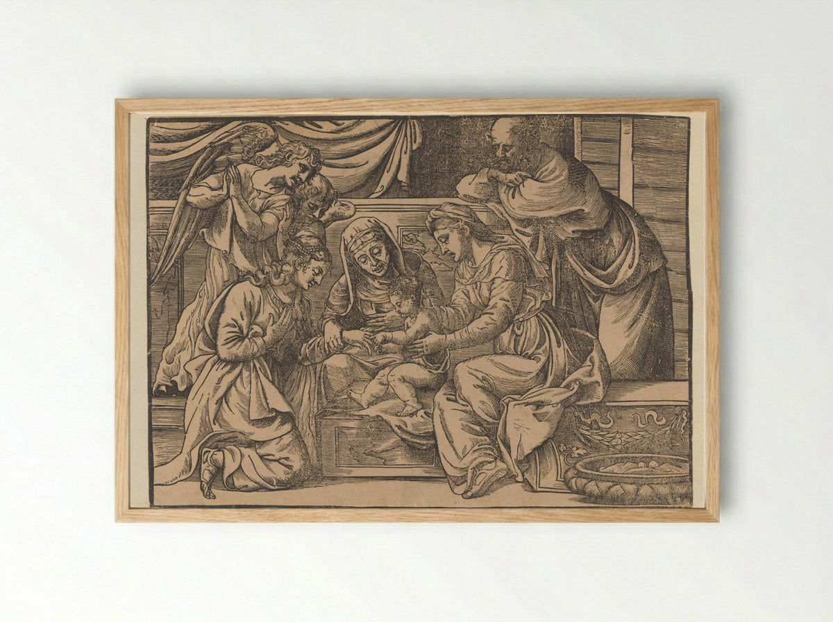 The Mystic Marriage of Saint Catherine - Nicolò Boldrini - Framed Print Wood