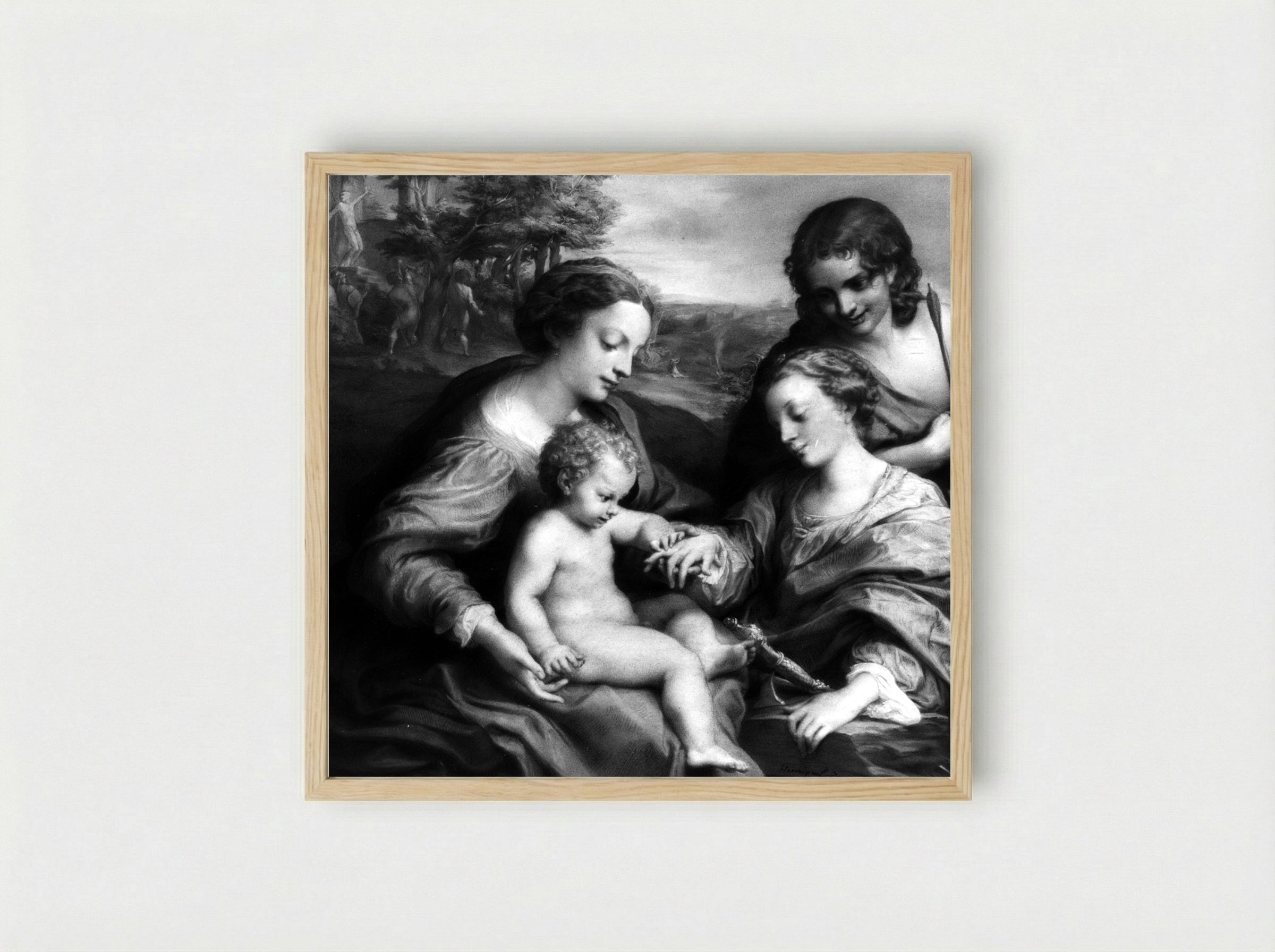The Mystic Marriage of St. Catherine of Alexandria - Antonio da Correggio - Framed Print Wood