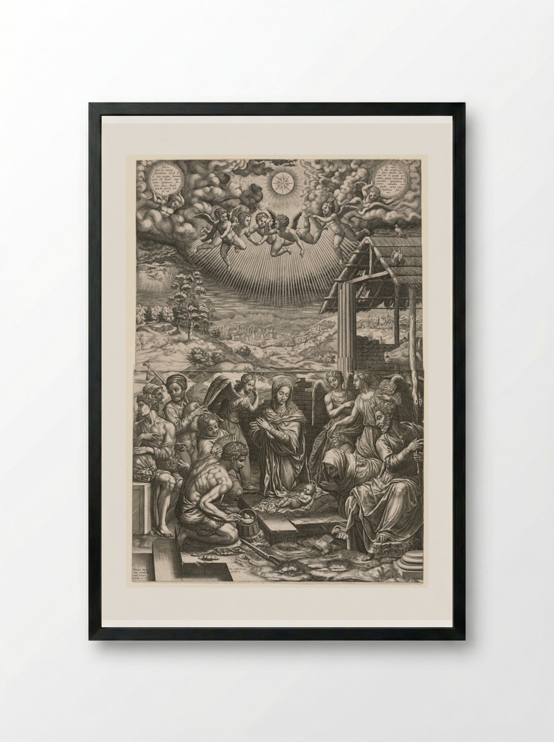 The Nativity - Giorgio Ghisi - Framed Print Black