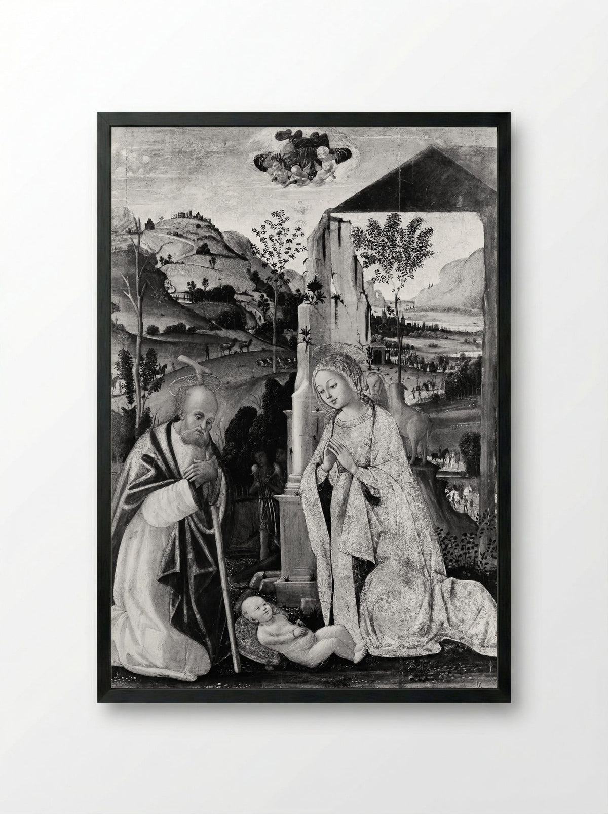 The Nativity - Bernardino Fungai - Framed Print Black