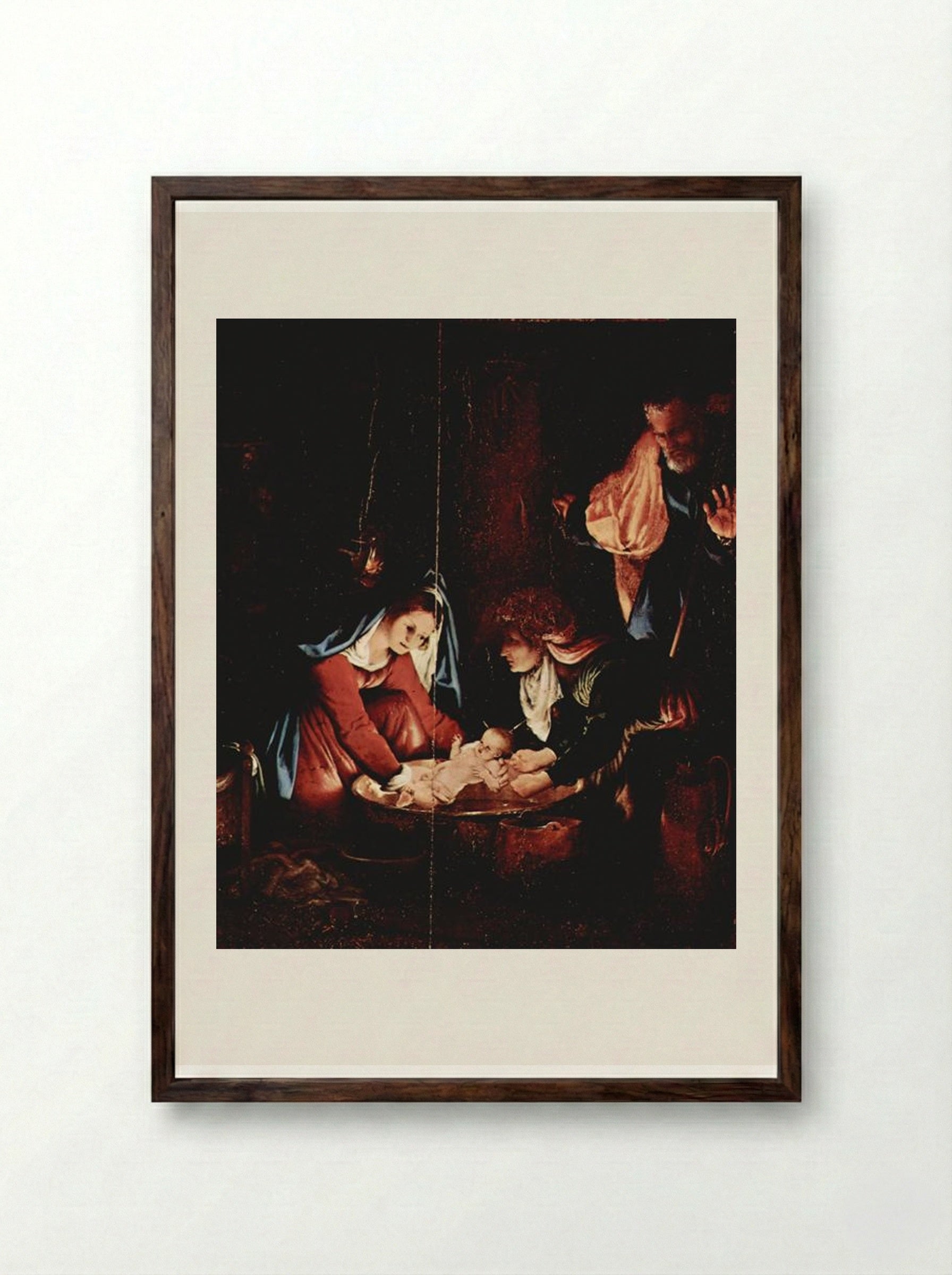 The Nativity - Lorenzo Lotto - Framed Print Dark Wood