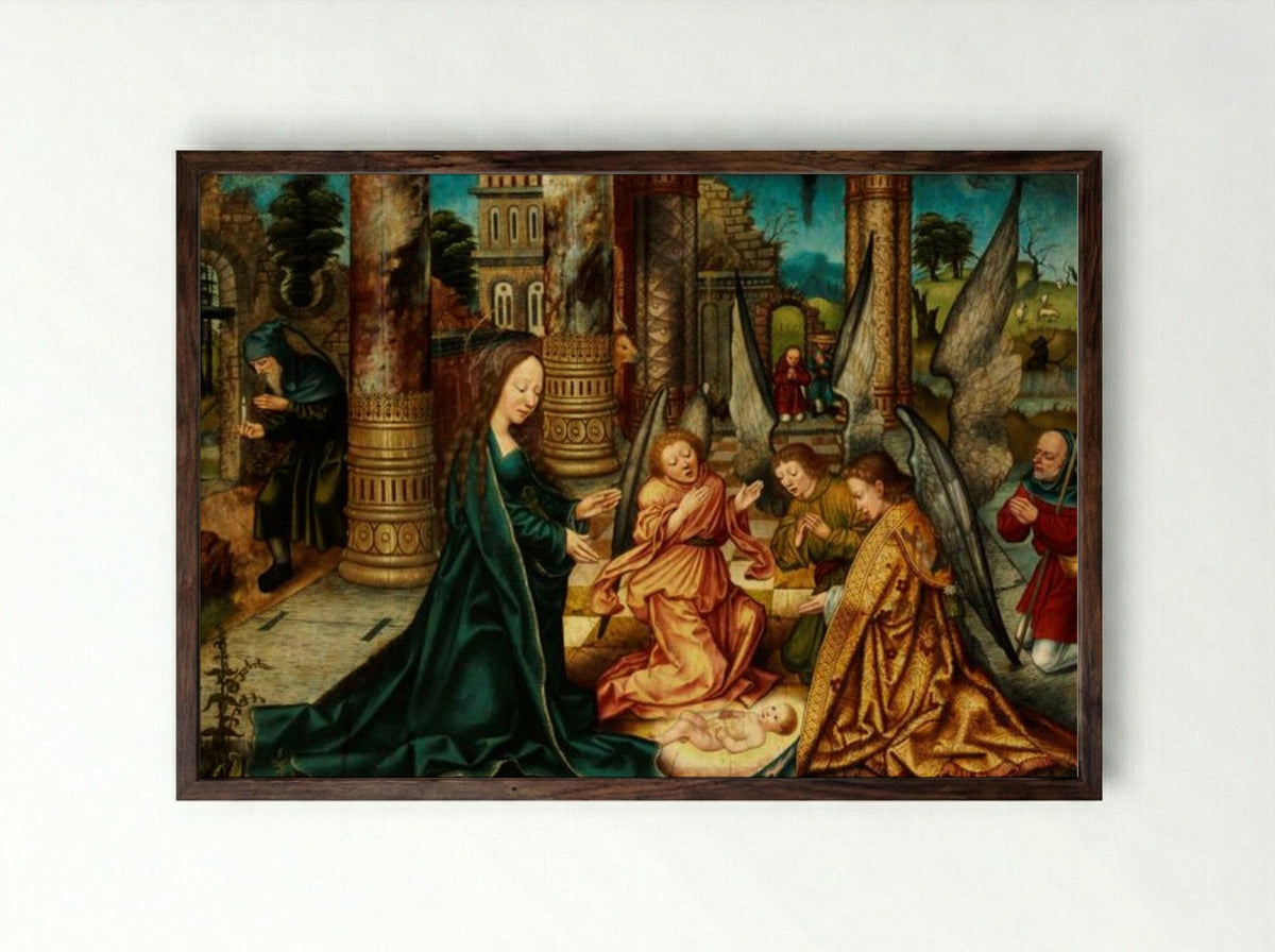 The Nativity - Master E.S. - Framed Print Dark Wood