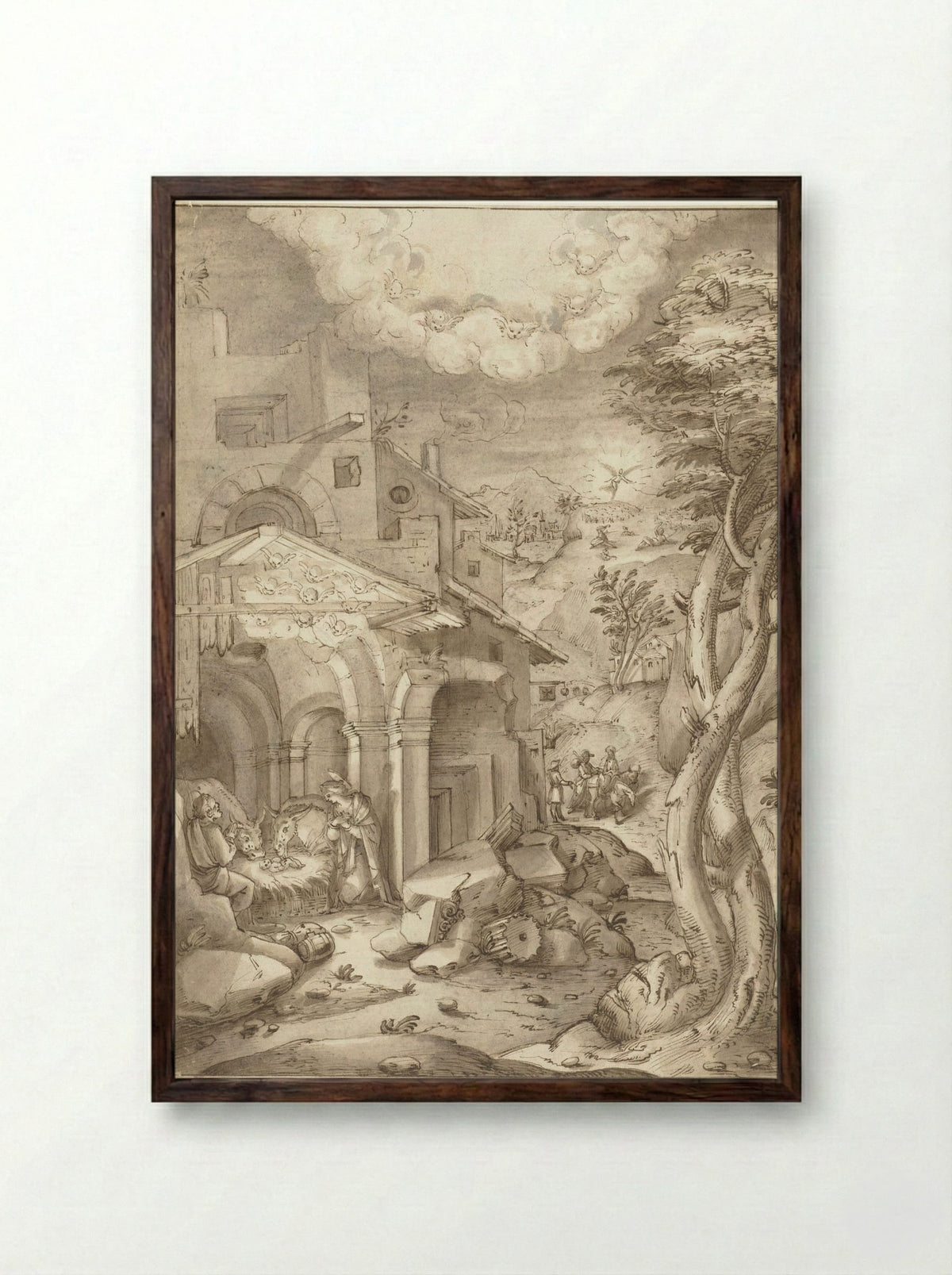 The Nativity - Peter de Witte - Framed Print Dark Wood