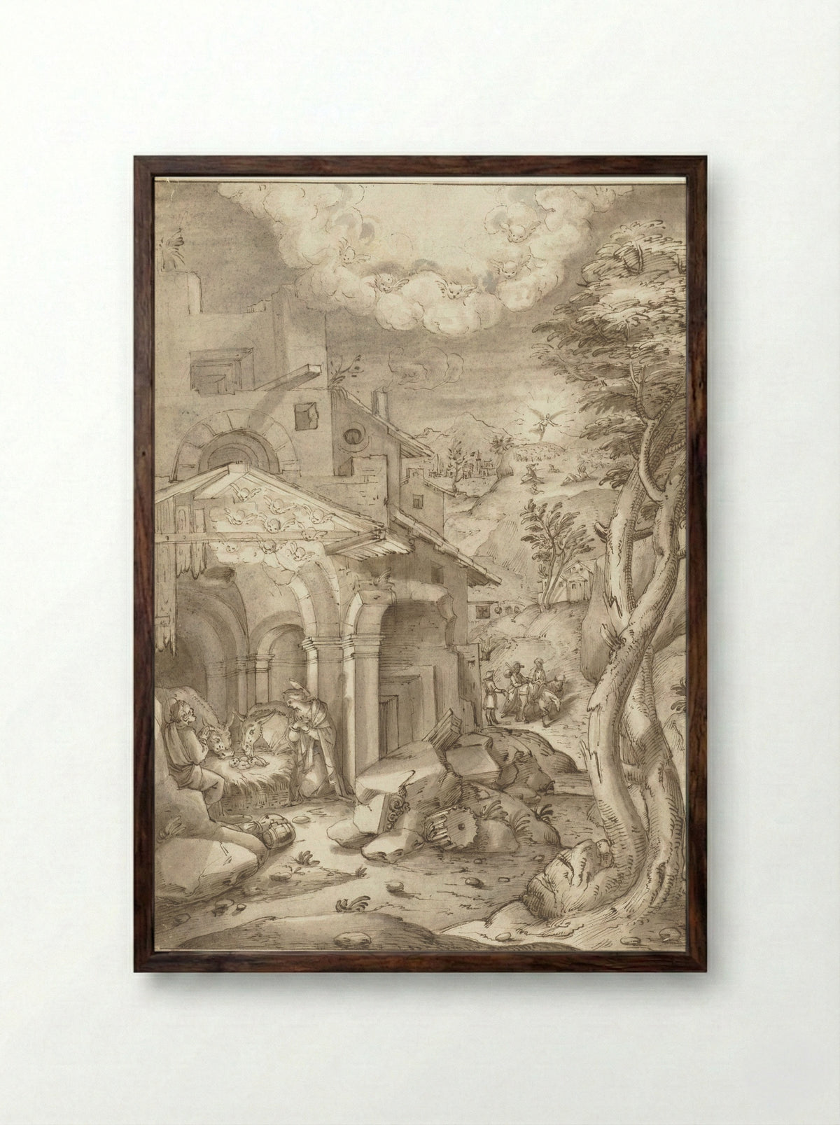 The Nativity - Peter de Witte - Framed Print Dark Wood