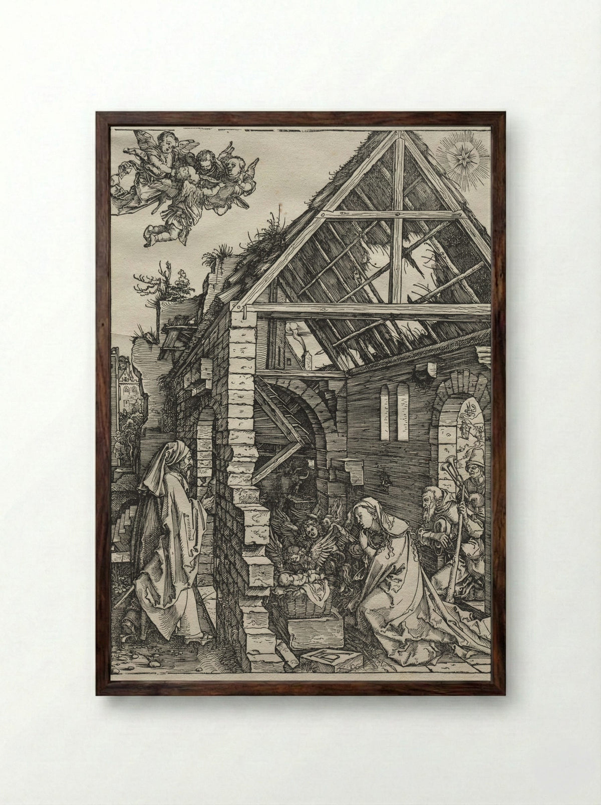 The Nativity - Albrecht Dürer - Framed Print Dark Wood