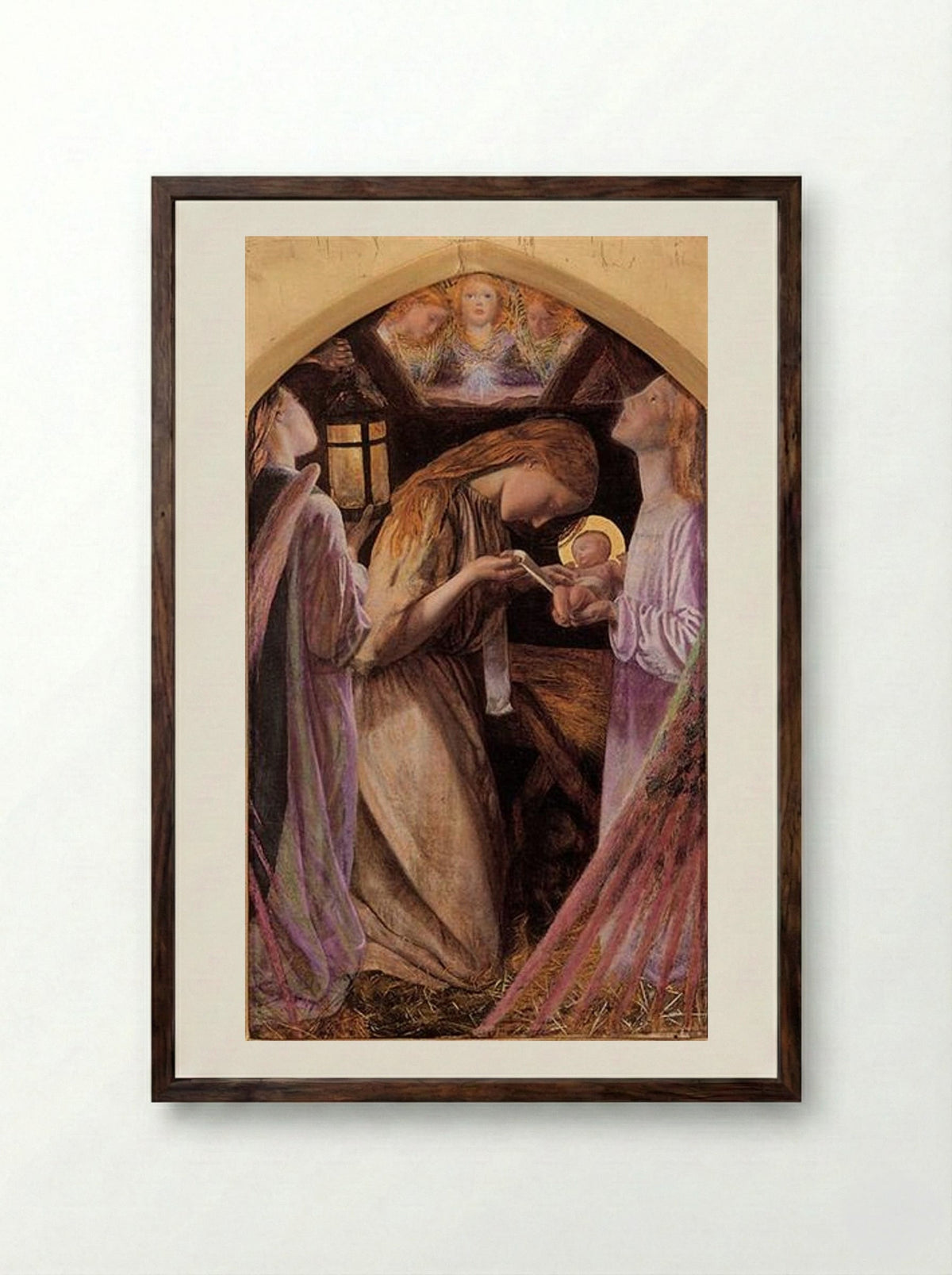 The Nativity - Arthur Hughes - Framed Print Dark Wood