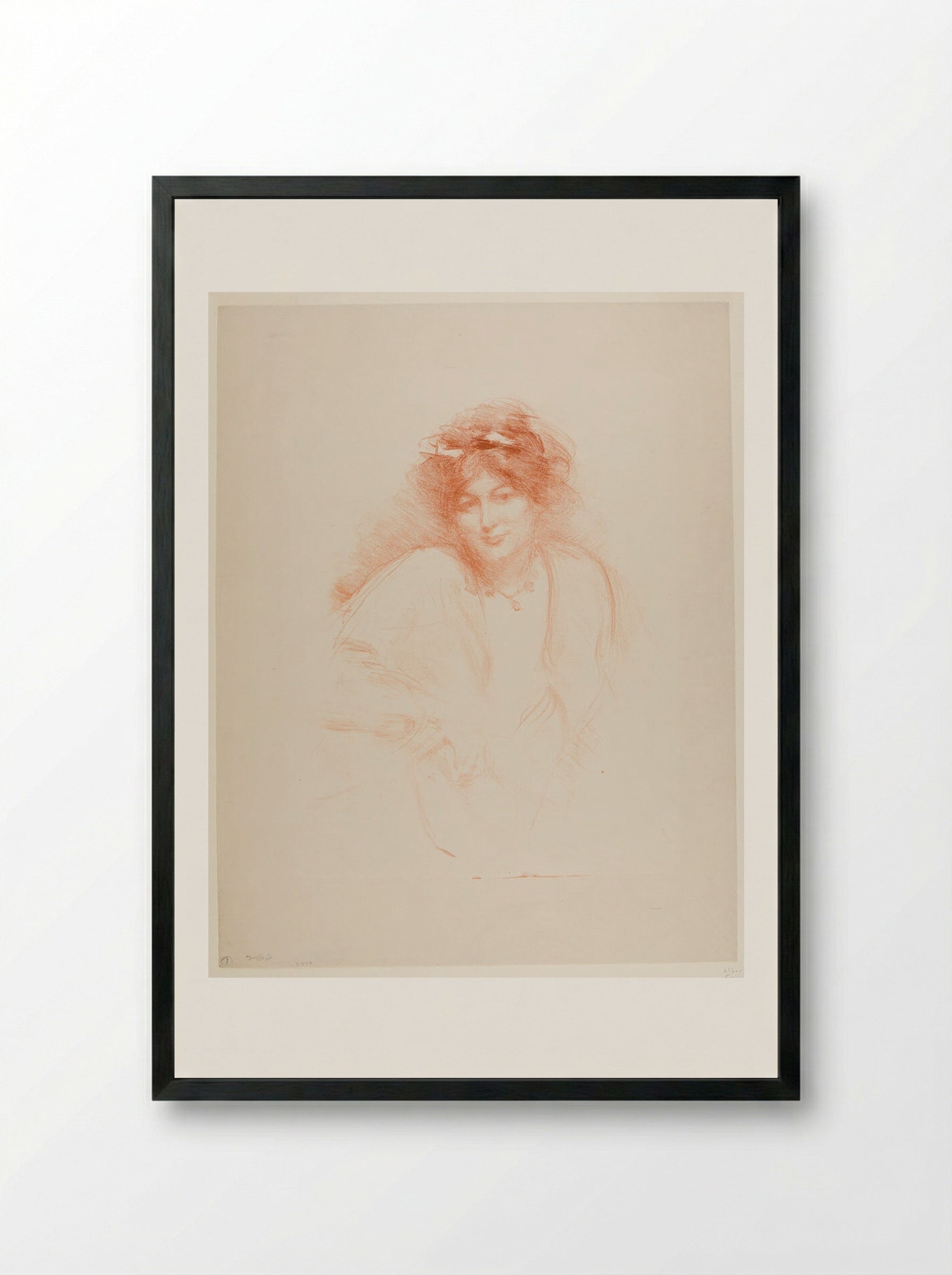 The Necklace - Albert Belleroche - Framed Print Black