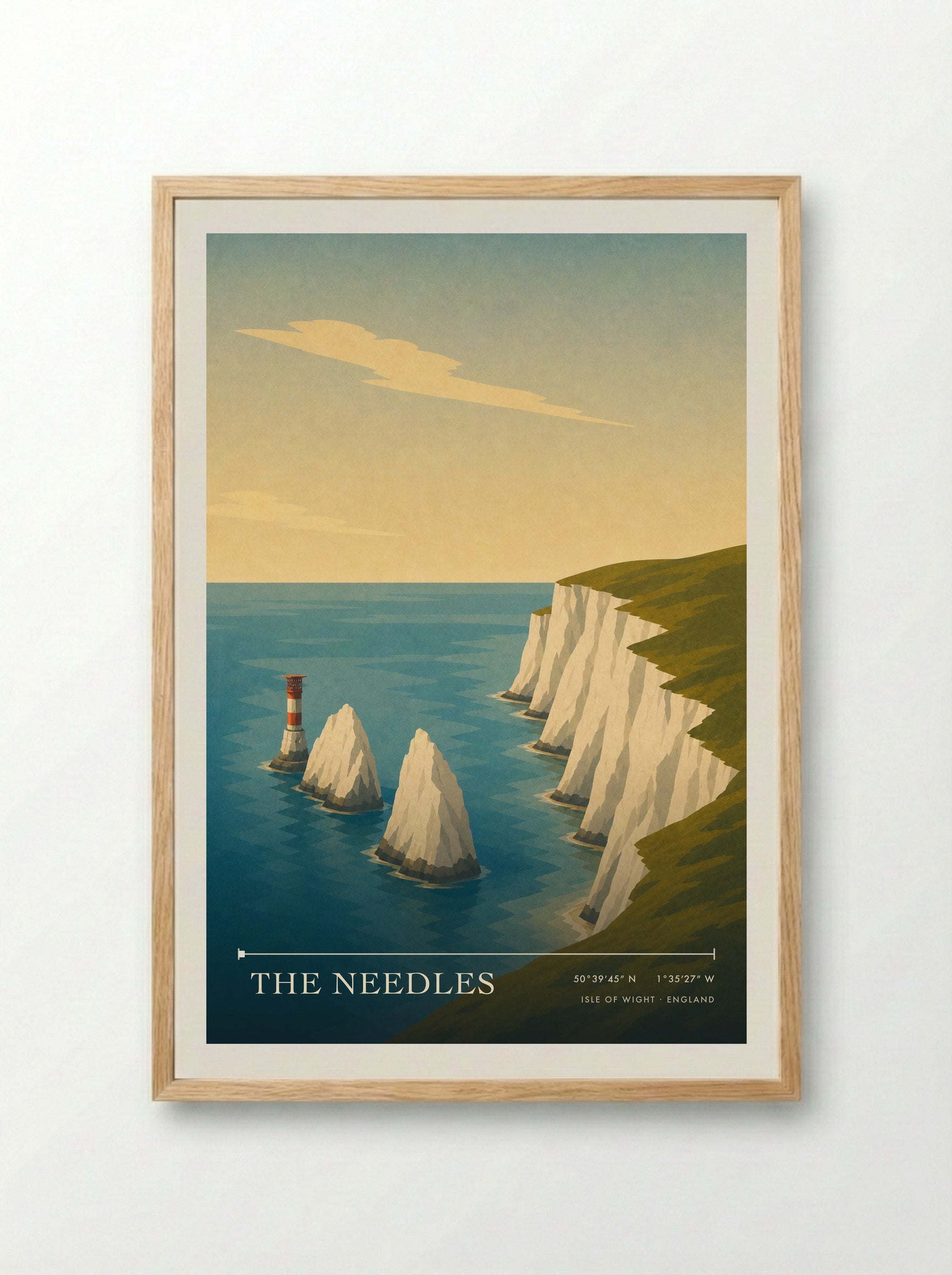 The Needles Isle of Wight England Travel Poster - Framed Print Wood
