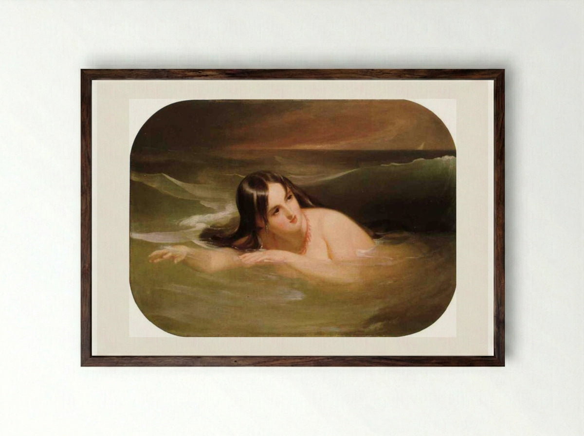 The Nereid Doto - Thomas Sully - Framed Print Dark Wood