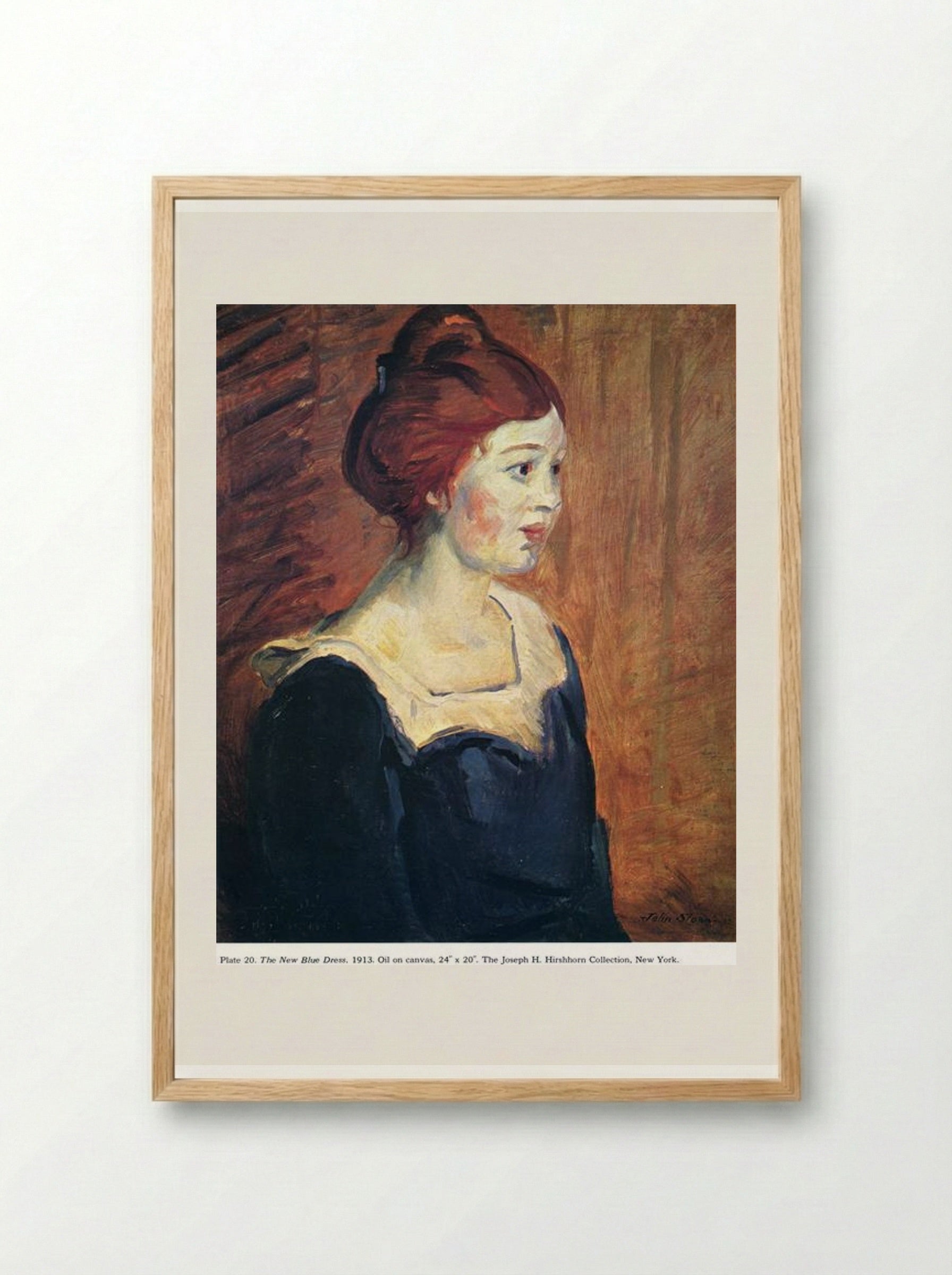 The New Blue Dress - John French Sloan - Framed Print Wood