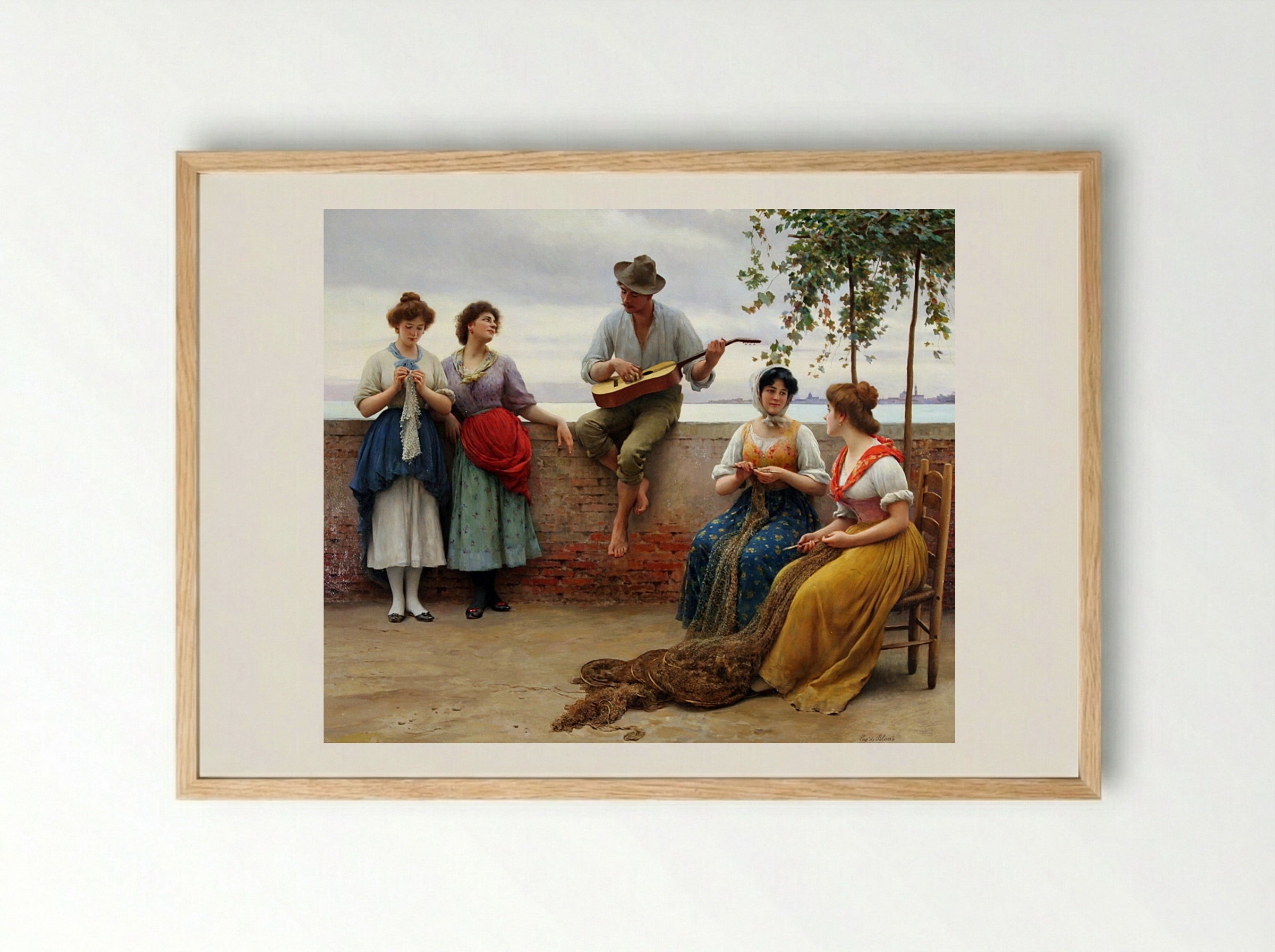 The New Suitor - Eugene de Blaas - Framed Print Wood