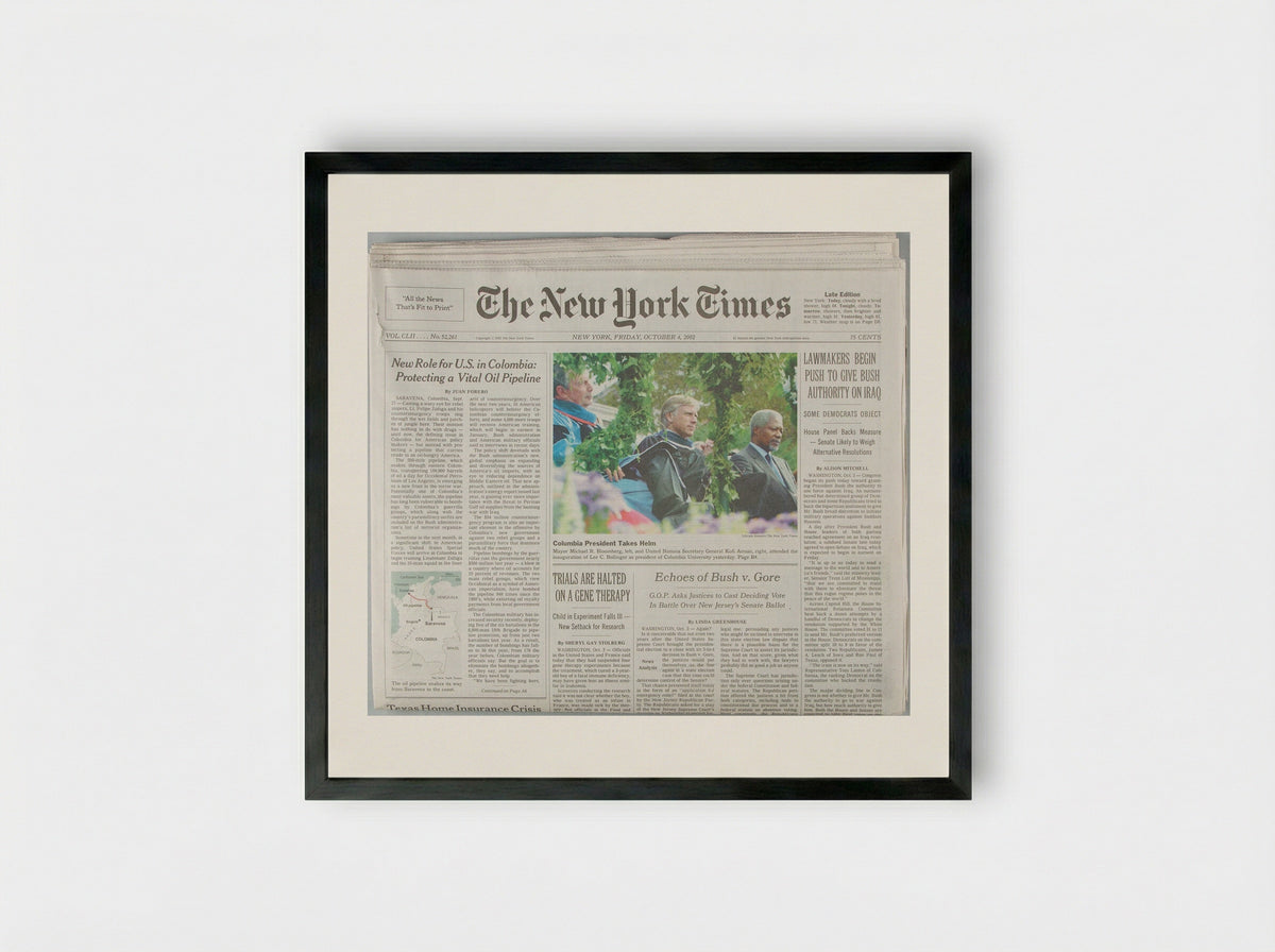 The New York Times, Business Day, 4 October 2002 - Karin Sander - Framed Print Black