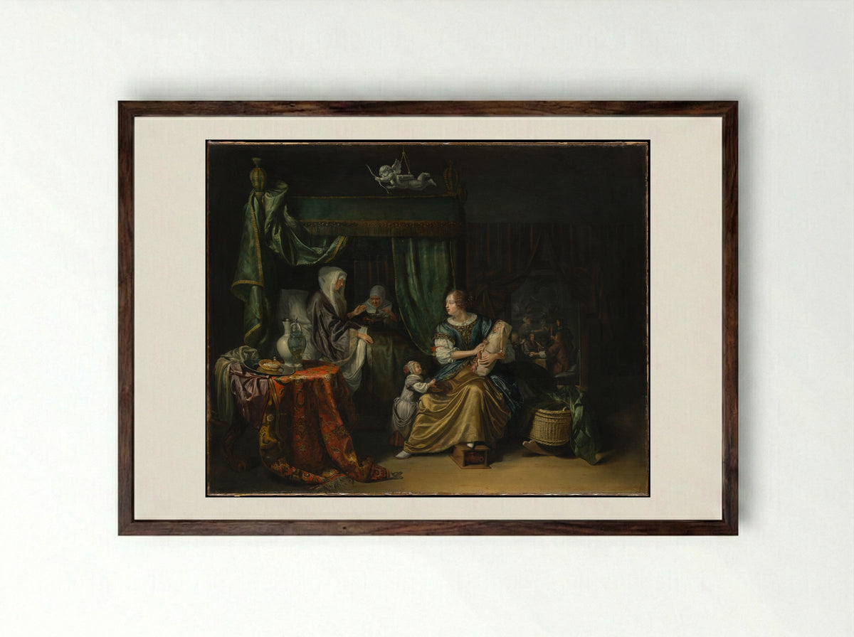 The Newborn Baby - Matthijs Naiveu - Framed Print Dark Wood