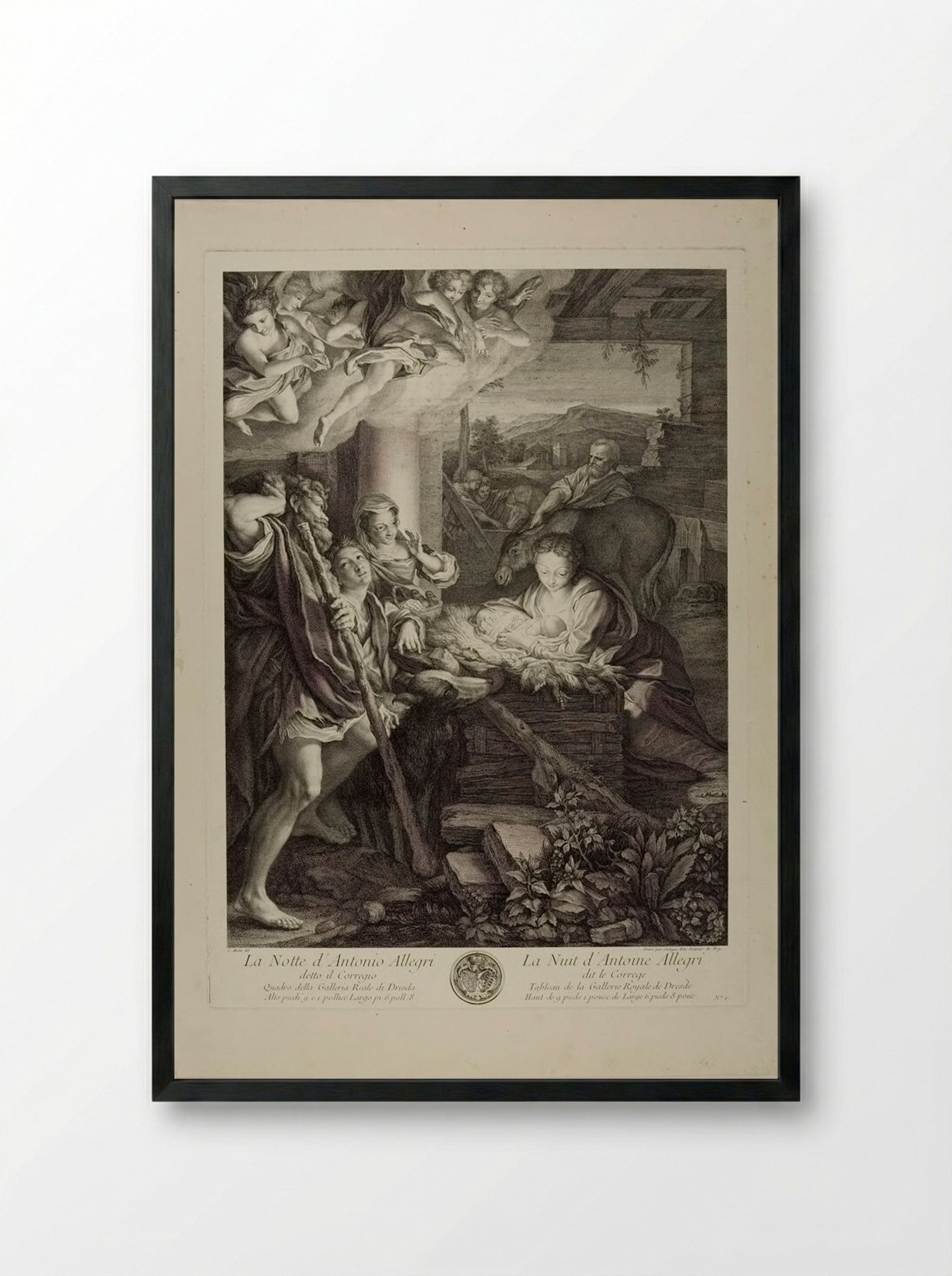 The Night (After Correggio) - Pierre Louis Surugue - Framed Print Black