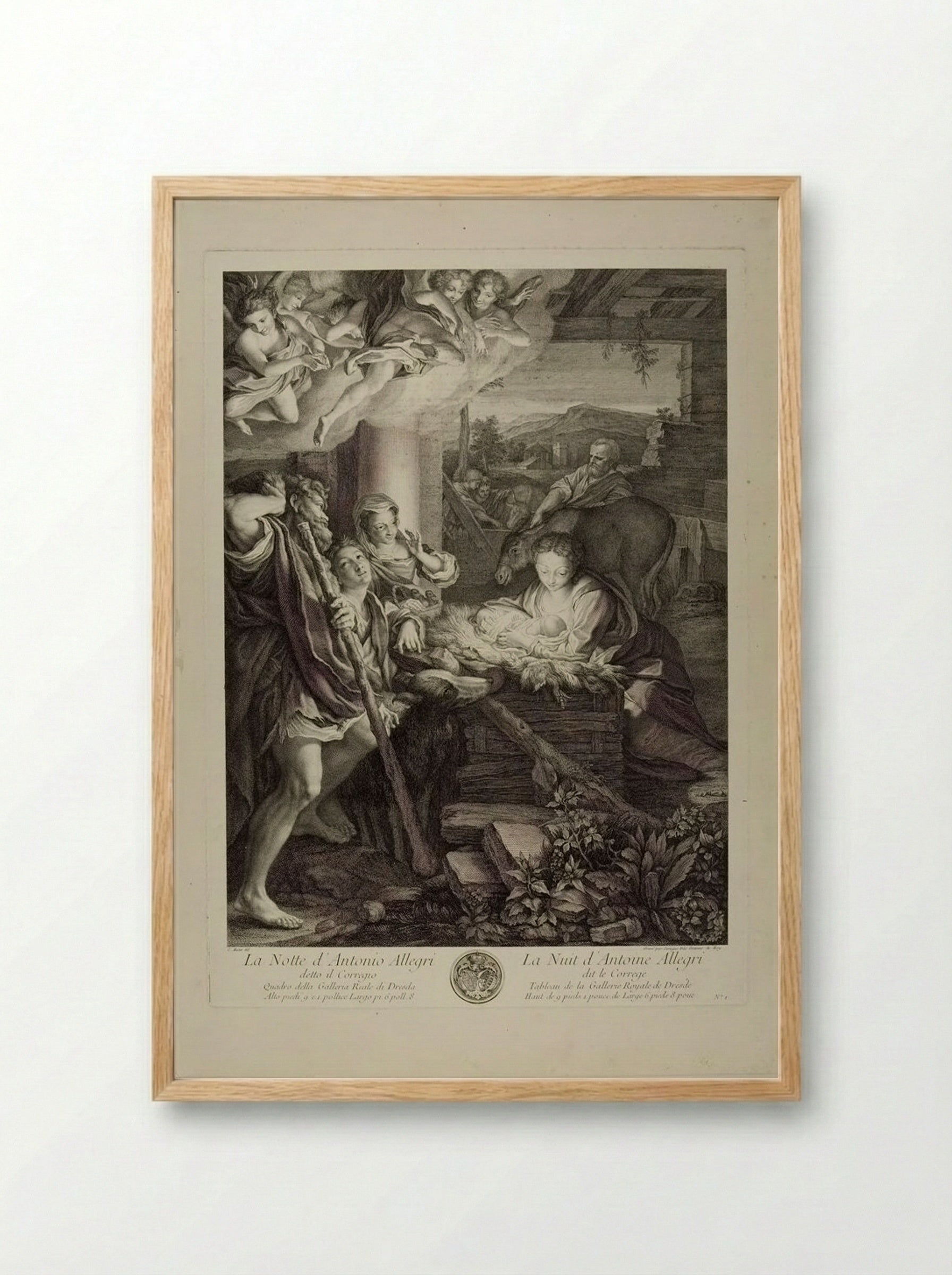 The Night (After Correggio) - Pierre Louis Surugue - Framed Print Wood