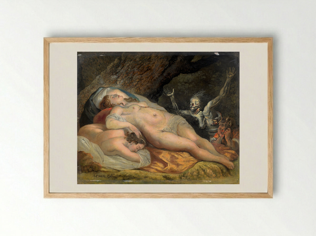 The Nightmare (Study) - Johann Heinrich Füssli - Framed Print Wood
