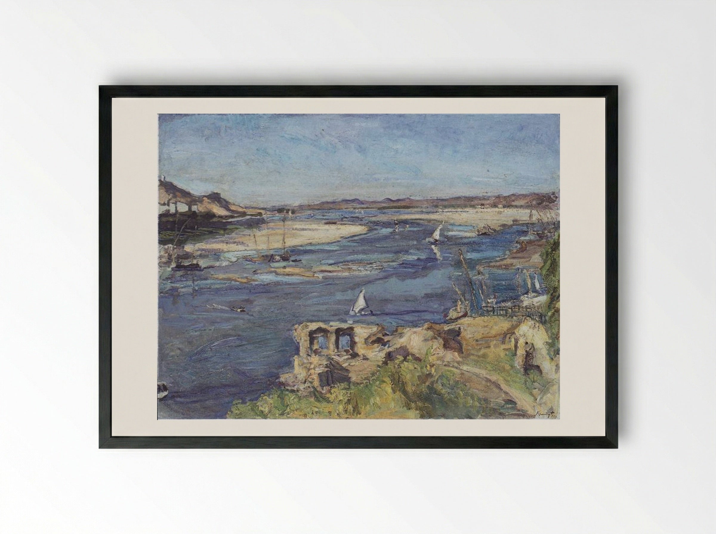 The Nile at Aswan - Max Slevogt - Framed Print Black
