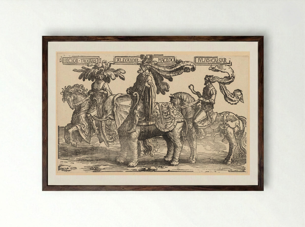 The Nine Heroes - Lucas van Leyden - Framed Print Dark Wood