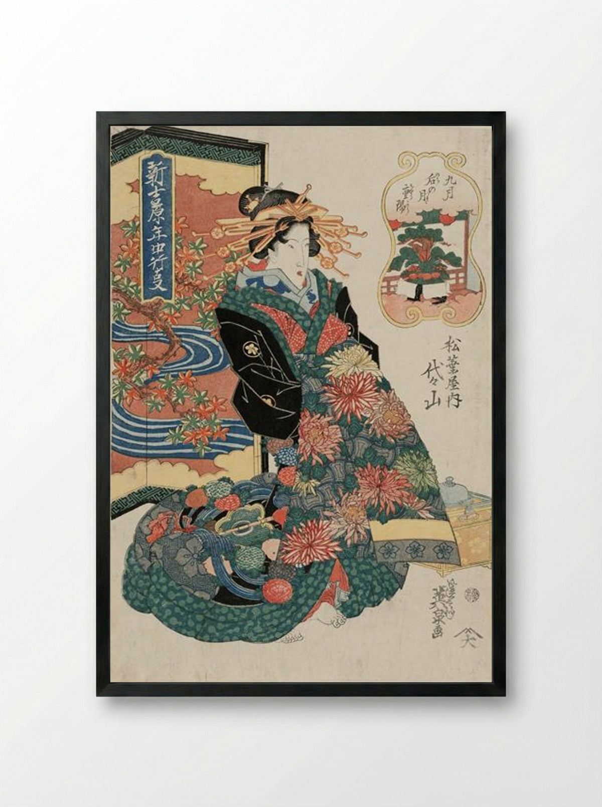 The Ninth Month, Chôyô - Keisai Eisen - Framed Print Black